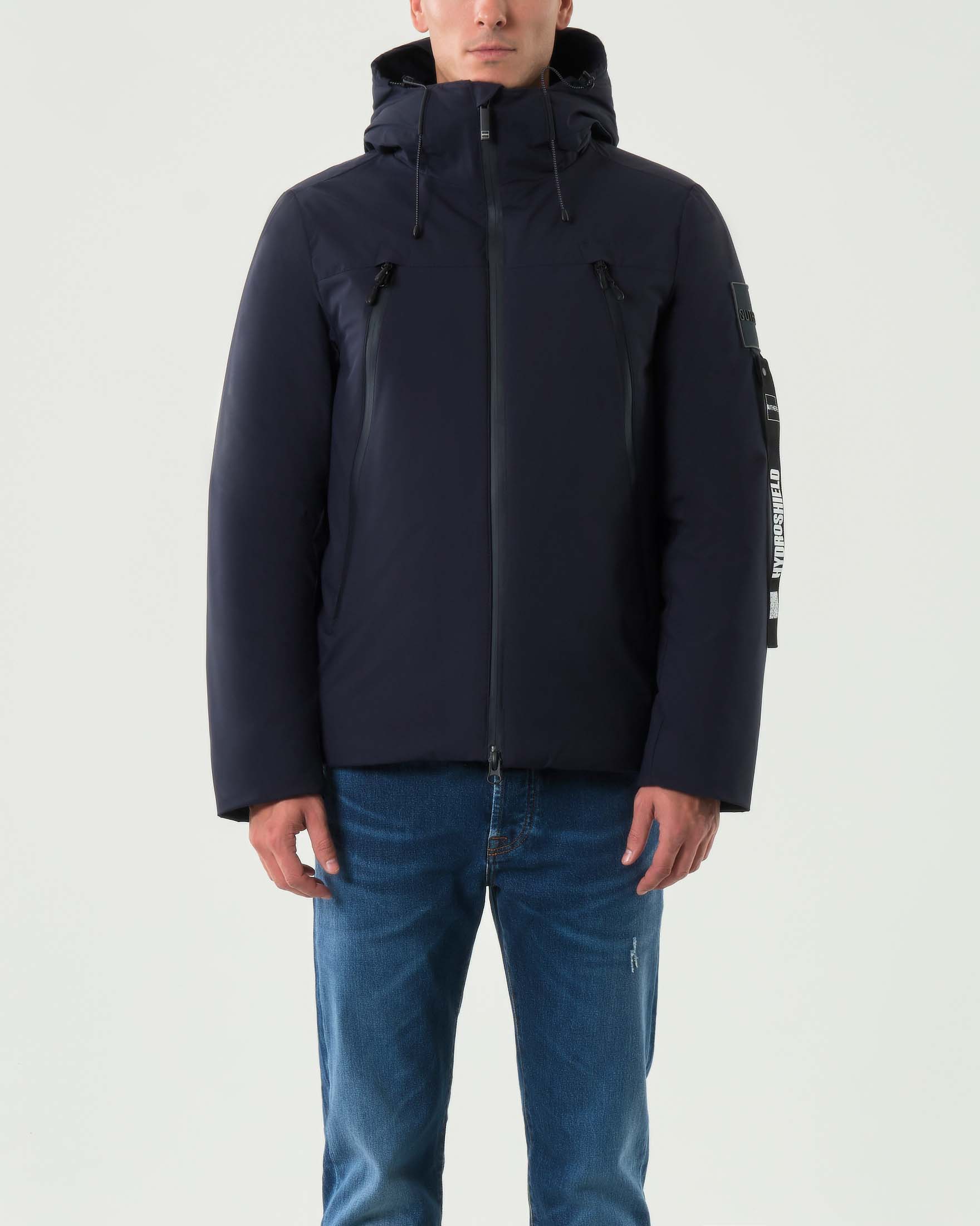 Giubbino Outhere blu in nylon liscio opaco con cappuccio image