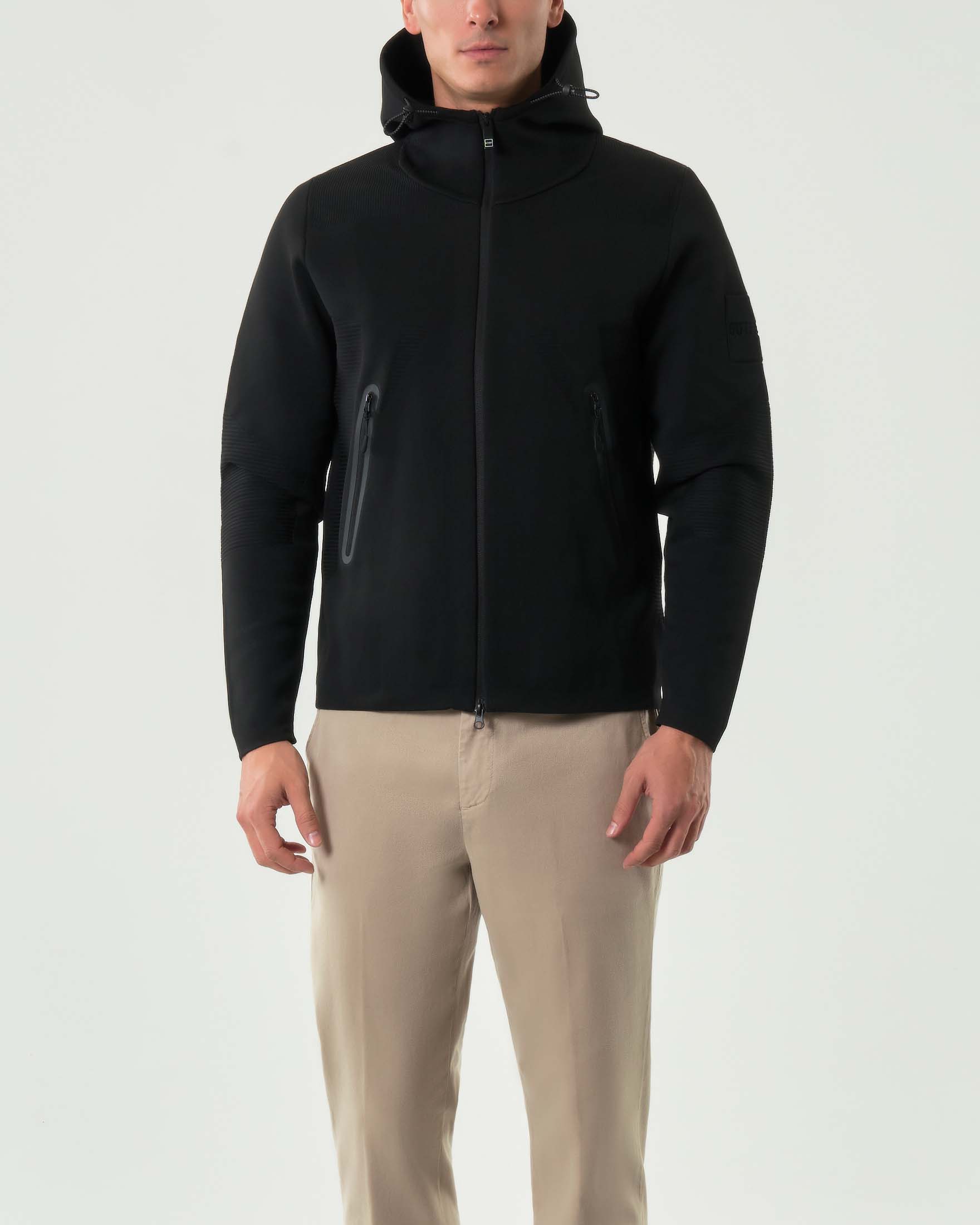 Giubbino Outhere nero in tessuto simil neoprene con cappuccio image