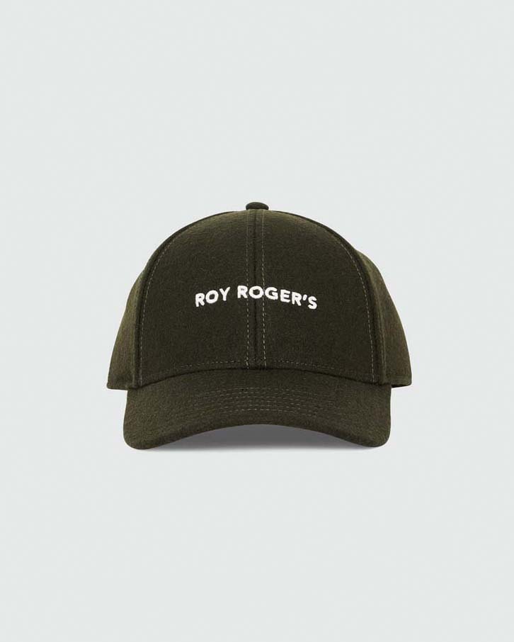 Berretto Roy Roger's verde militare in panno di lana con frontino