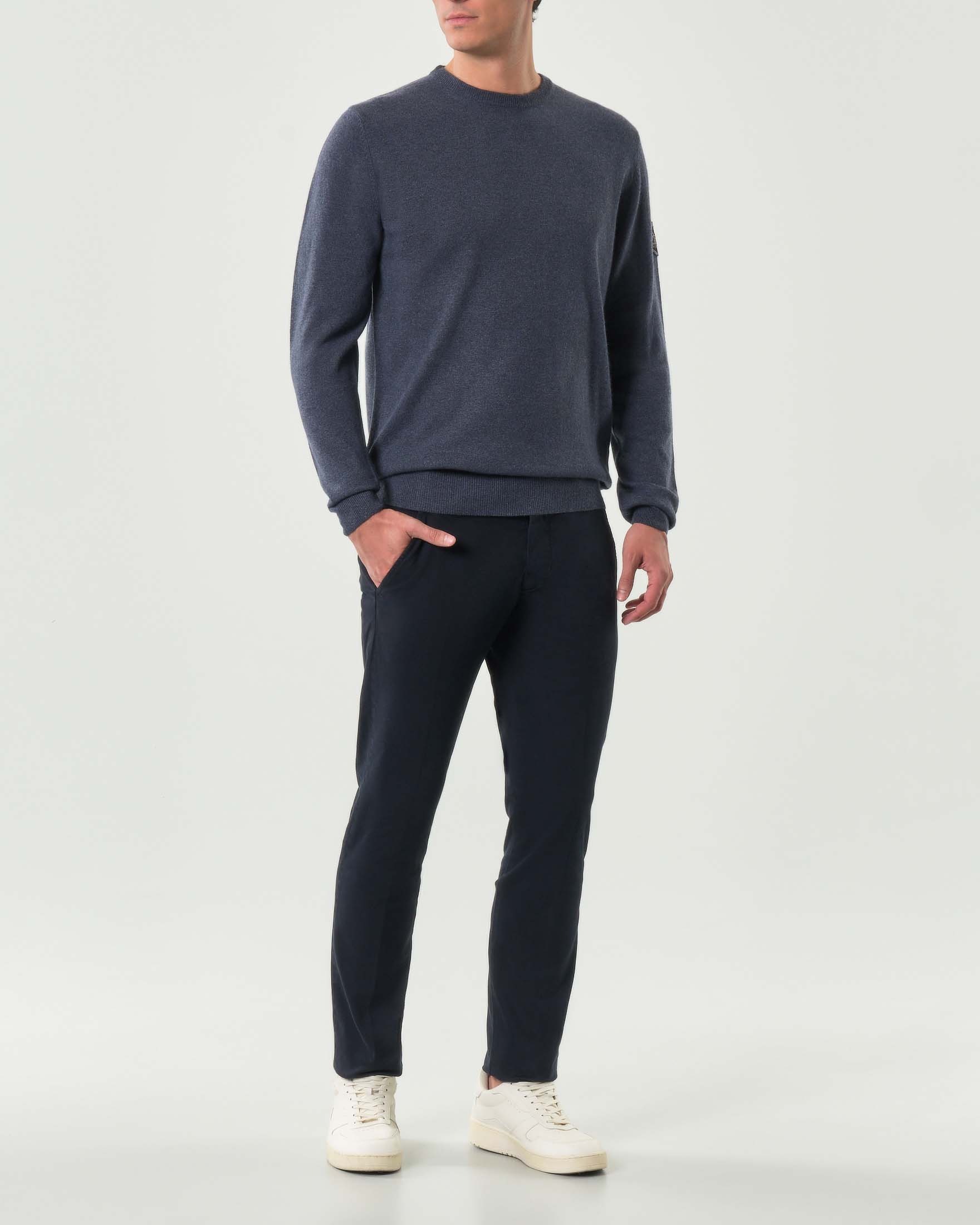 Maglia girocollo Roy Roger's grigio antracite in misto lana e cashmere