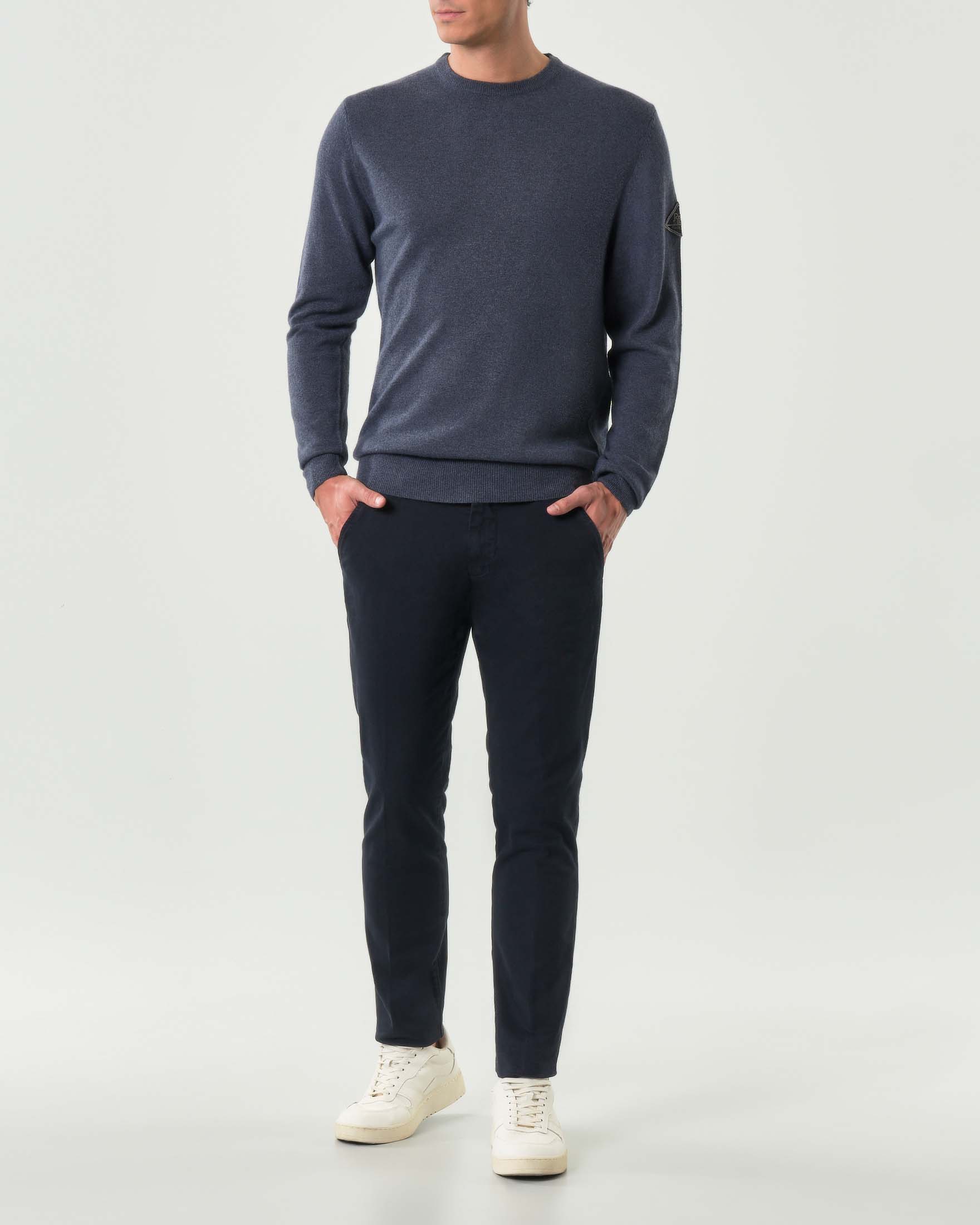 Pantalone chino New Rolf Roy Roger's blu slim-fit in gabardina di cotone stretch