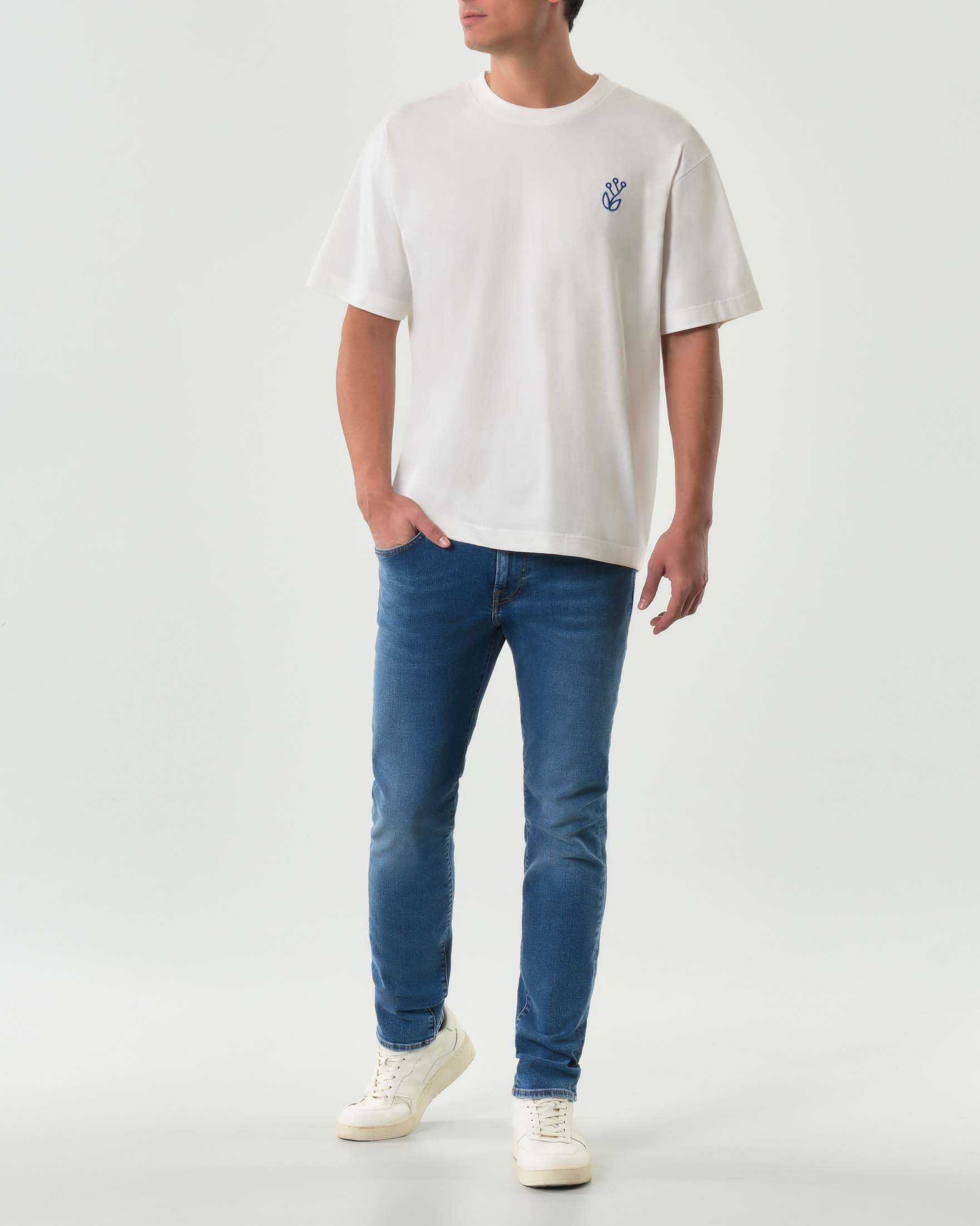 Jeans 317 Roy Roger's skinny-fit in cotone stretch lavaggio medio Oxnard con baffature