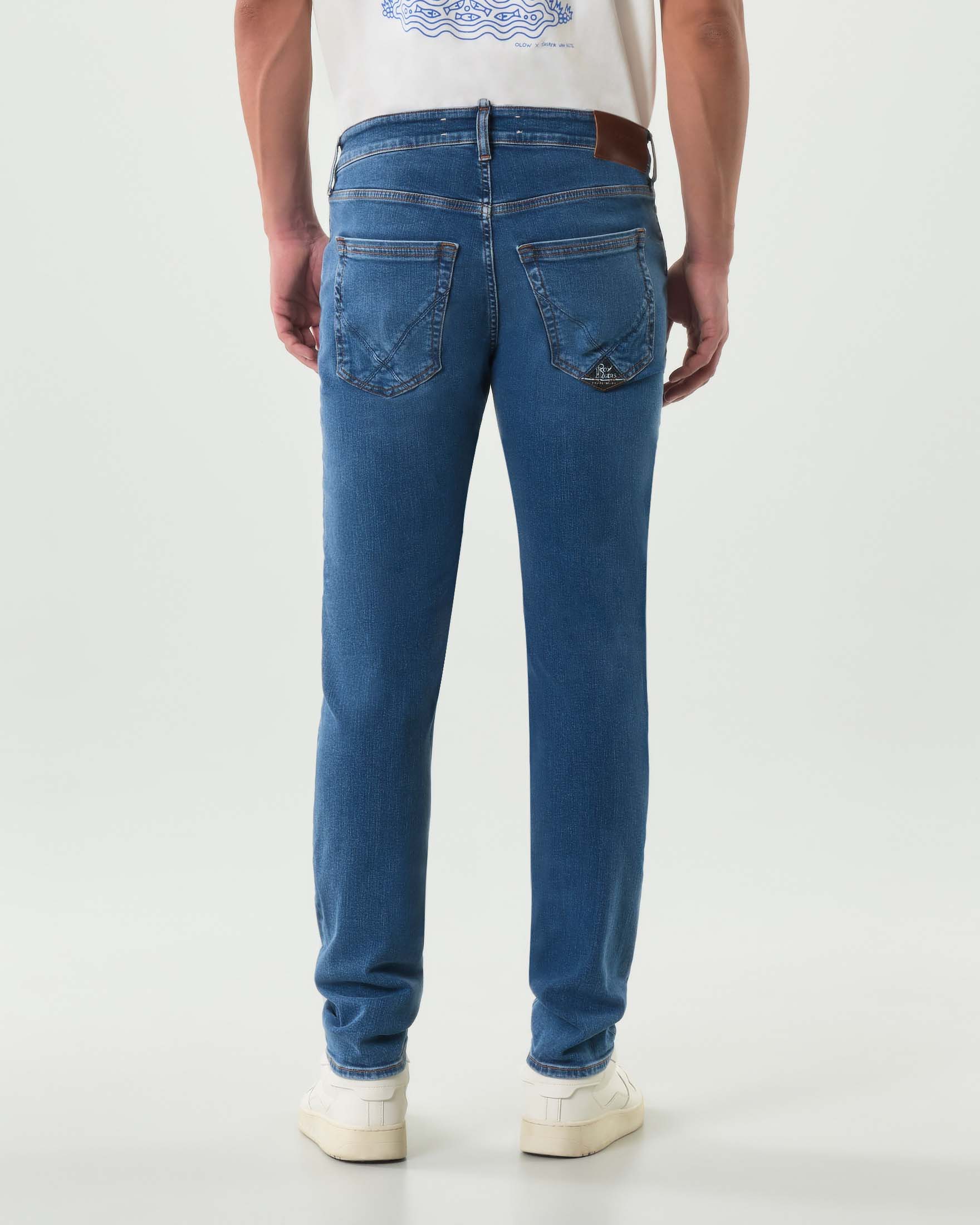 Jeans 317 Roy Roger's skinny-fit in cotone stretch lavaggio medio Oxnard con baffature