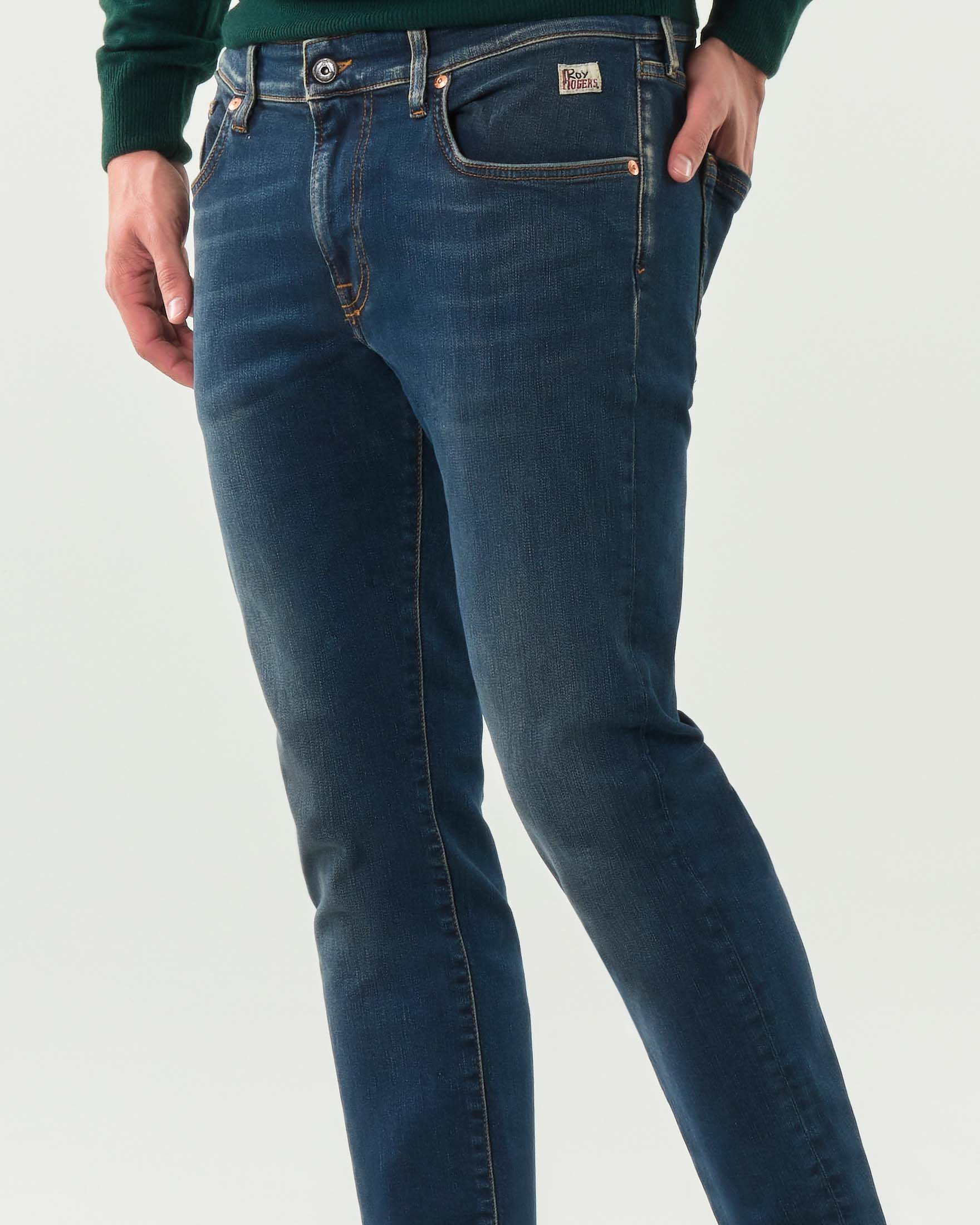 Jeans 317 Roy Roger's skinny-fit in cotone stretch lavaggio scuro Kennar con baffature
