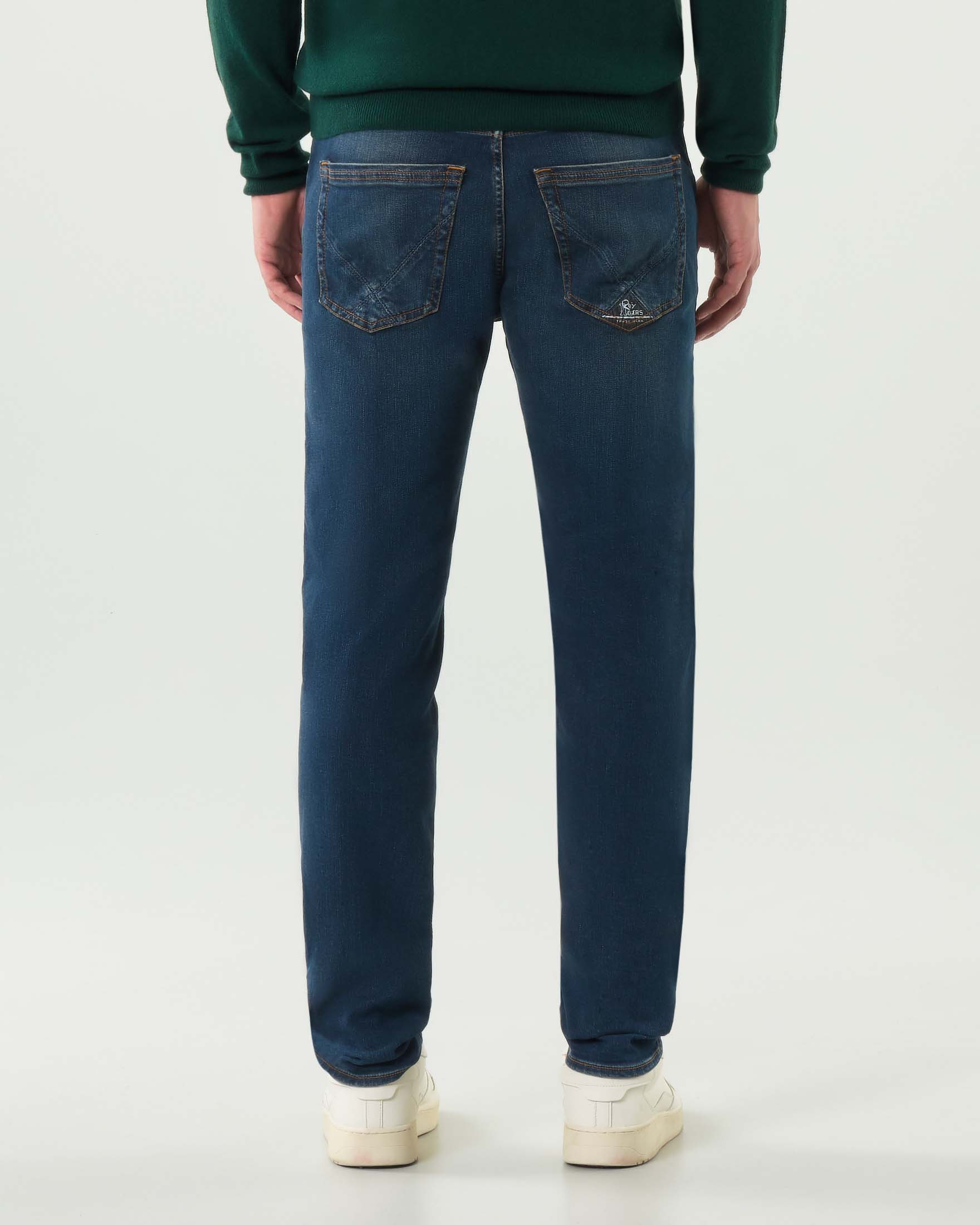 Jeans 317 Roy Roger's skinny-fit in cotone stretch lavaggio scuro Kennar con baffature