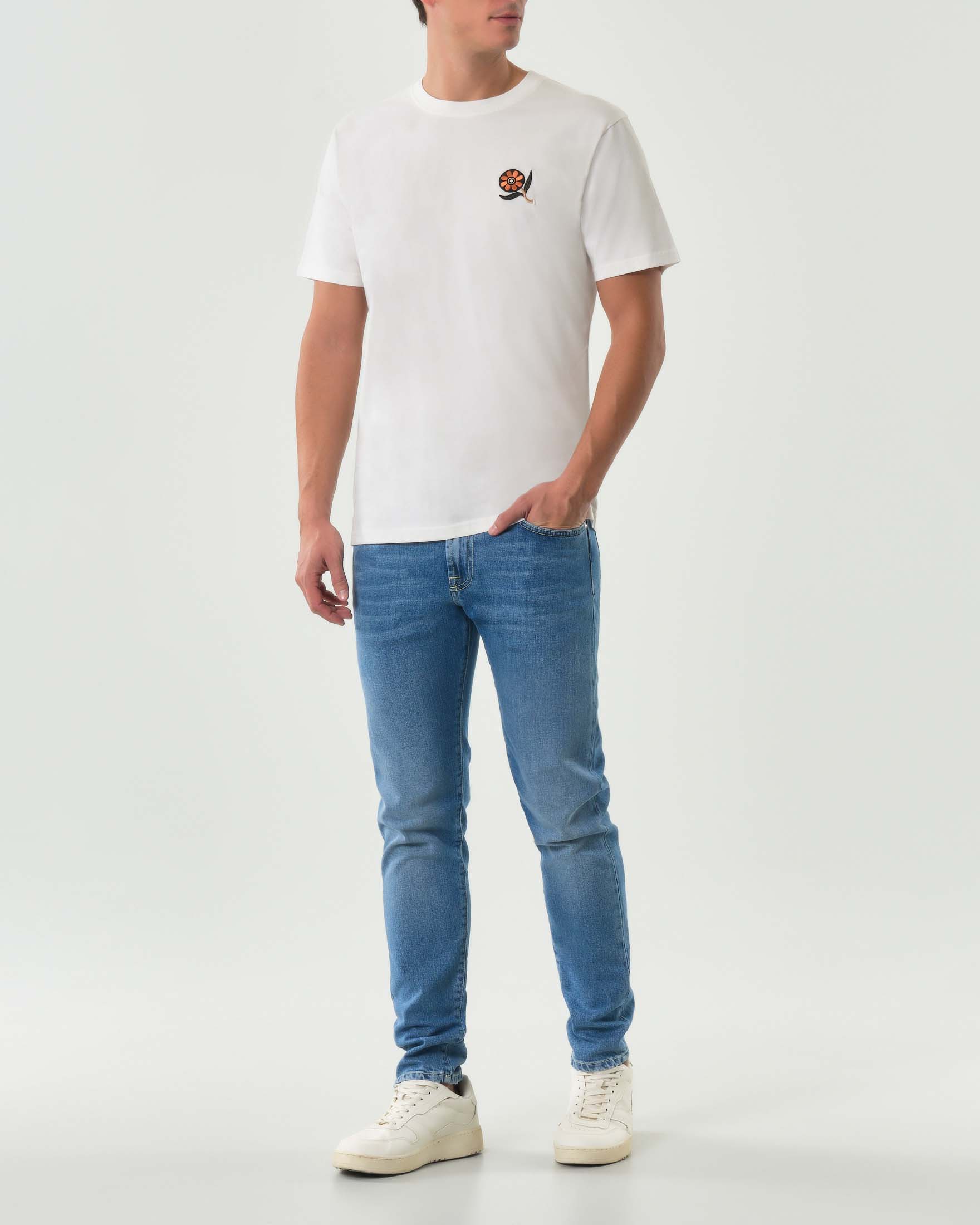 Jeans 517 Roy Roger's slim-fit in cotone stretch lavaggio Manhattan chiaro con baffature