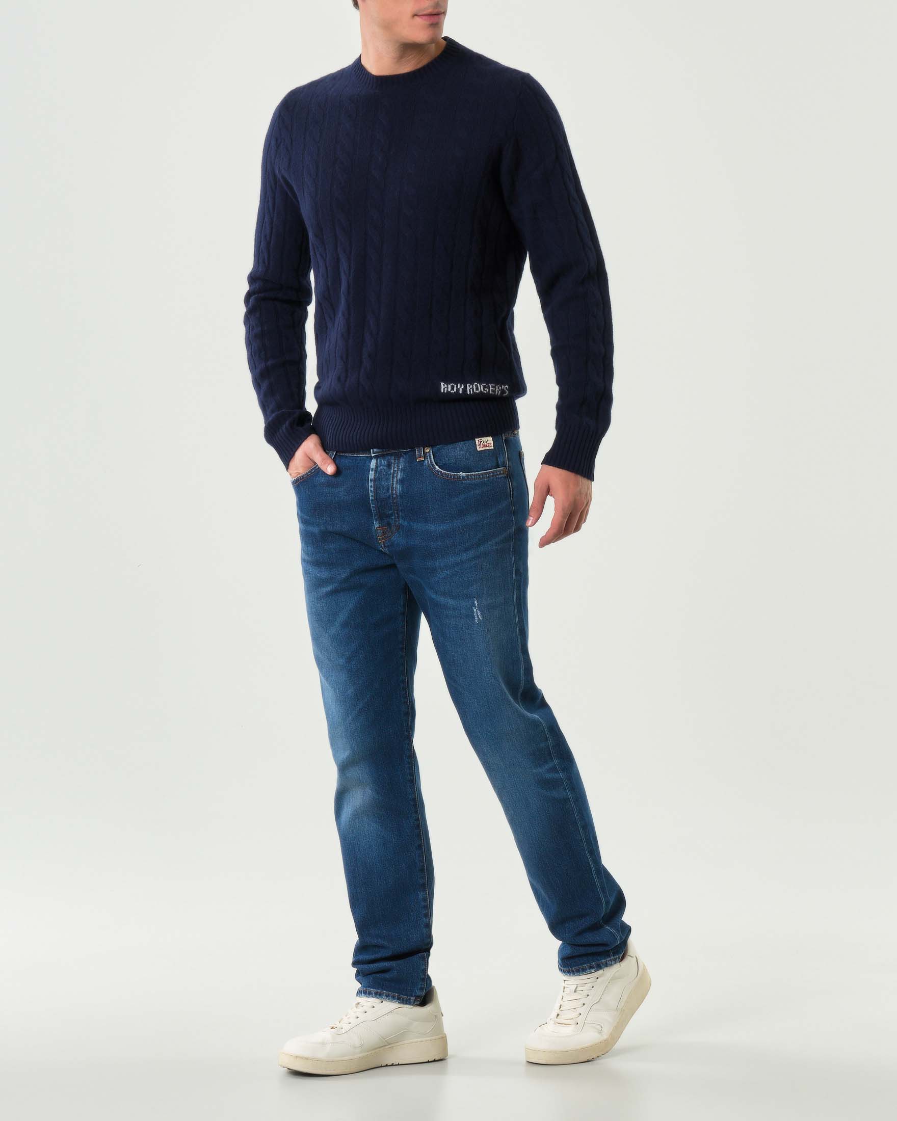 Jeans 529 Roy Roger's slim-fit in cotone stretch lavaggio Nutley scuro con baffature e micro abrasioni