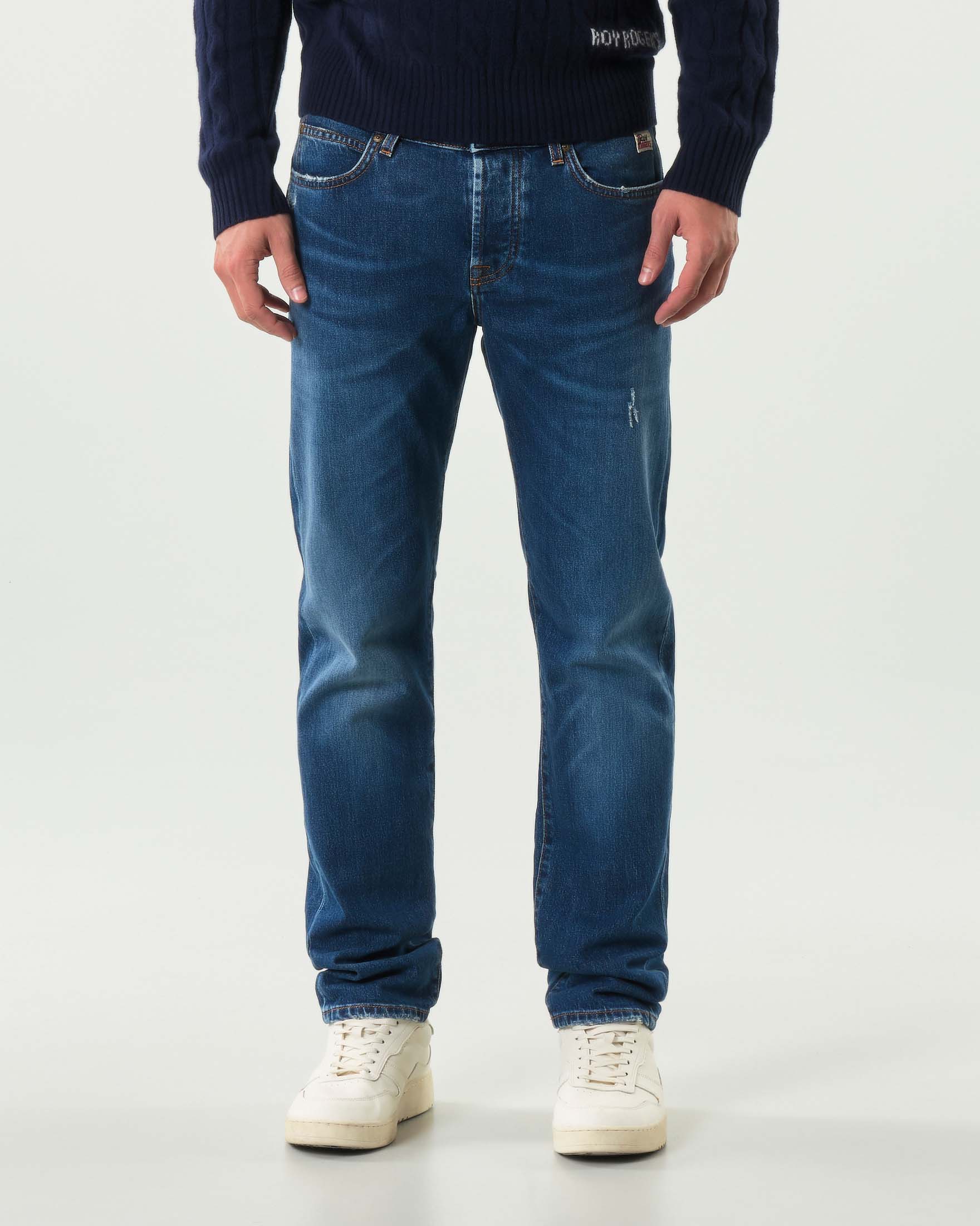 Jeans 529 Roy Roger's slim-fit in cotone stretch lavaggio Nutley scuro con baffature e micro abrasioni image