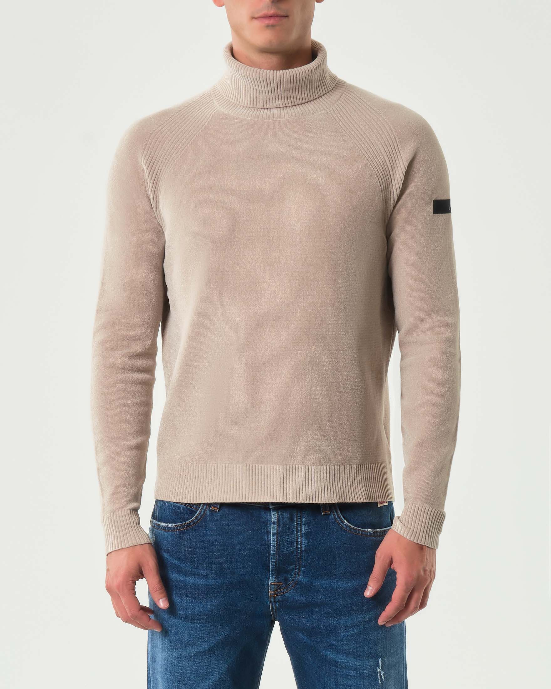 Dolcevita R.R.D. beige Velvet Turtleneck Knit in ciniglia con maniche raglan image