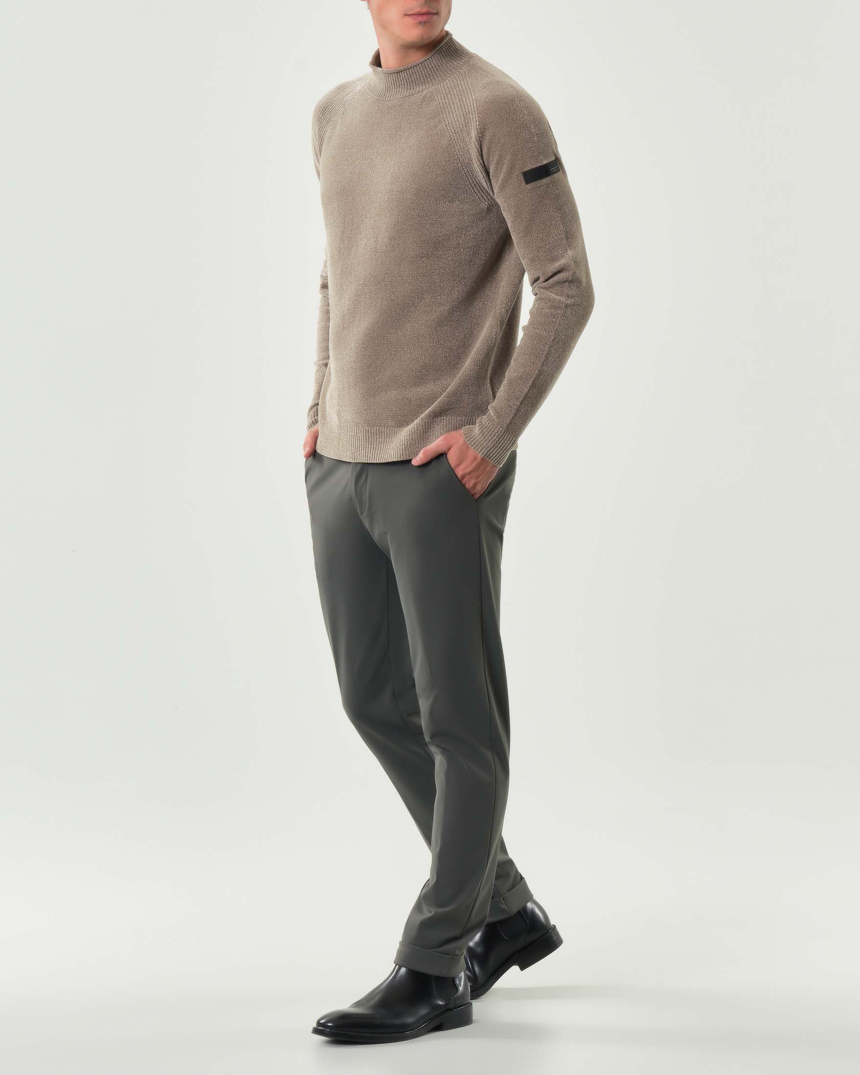 R.R.D. — Lupetto noce R.R.D. Velvet Volcano Knit in ciniglia con maniche raglan