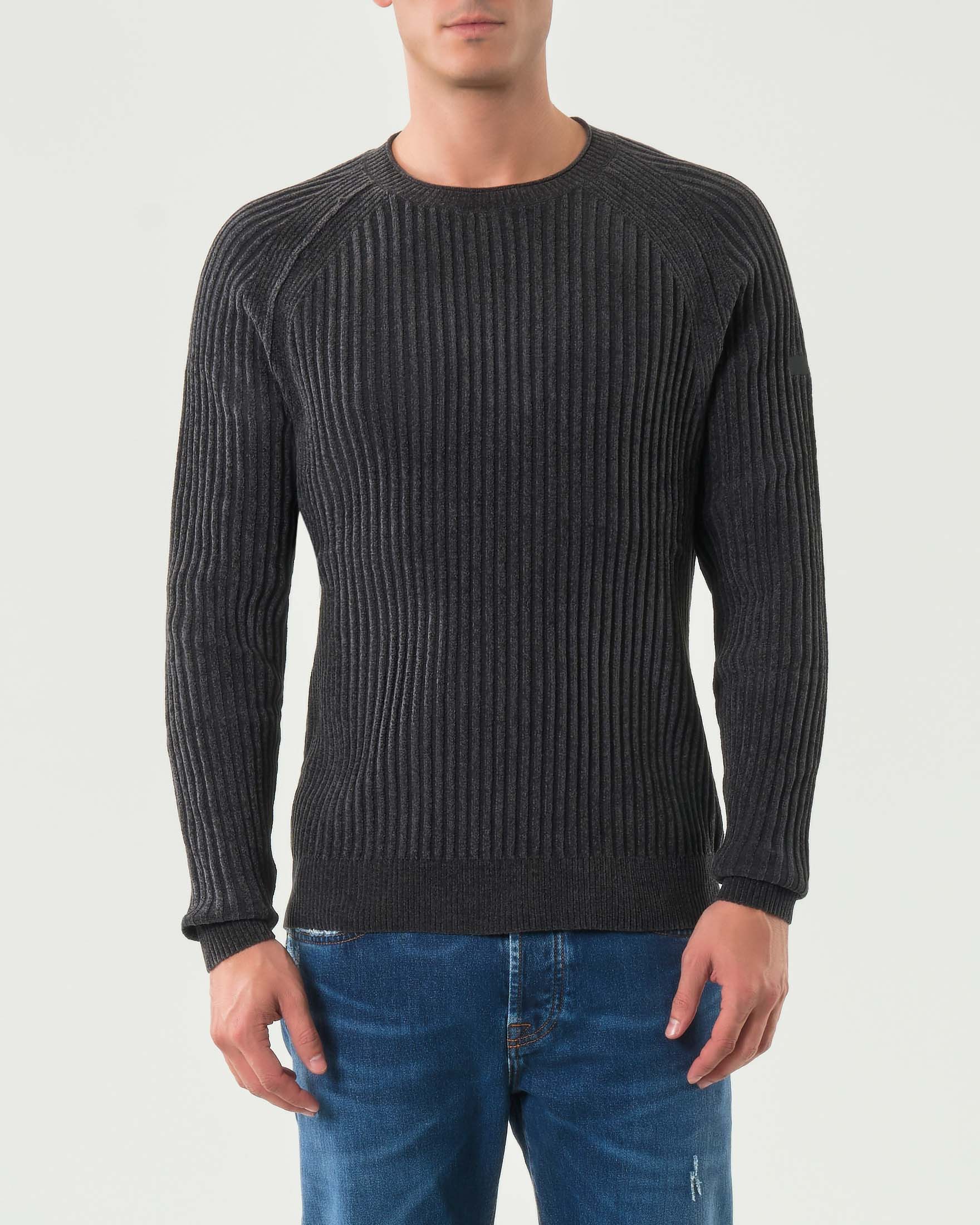 Maglia antracite R.R.D. Velvet Rave Round Knit in ciniglia a costa larga con maniche raglan image