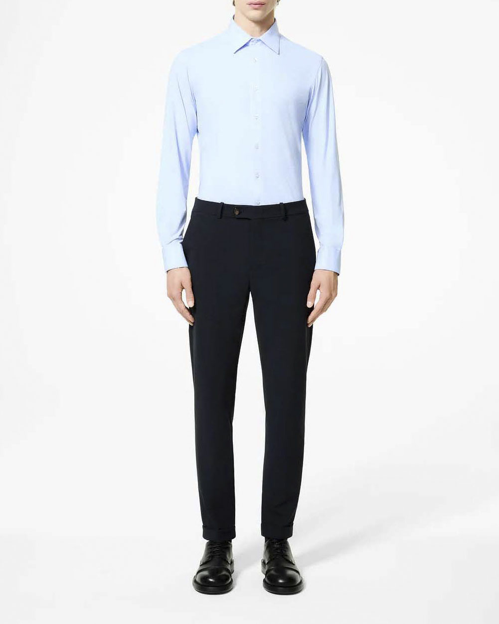 Winter Chino R.R.D. blu in tessuto tecnico con microfantasia pied de poule