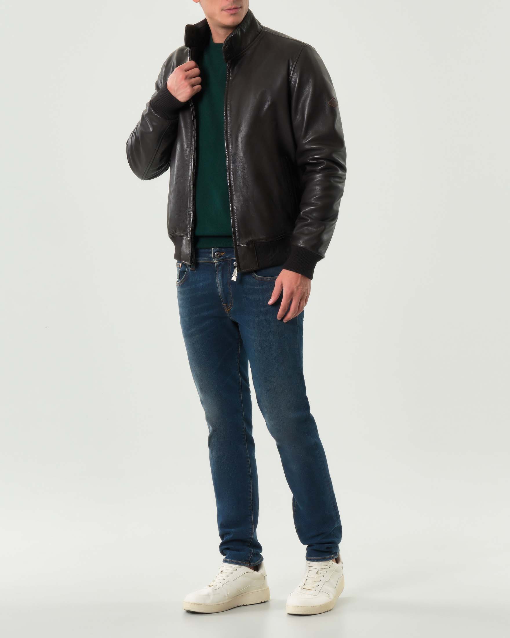 Bomber Roy Roger's marrone in pelle con interno imbottito