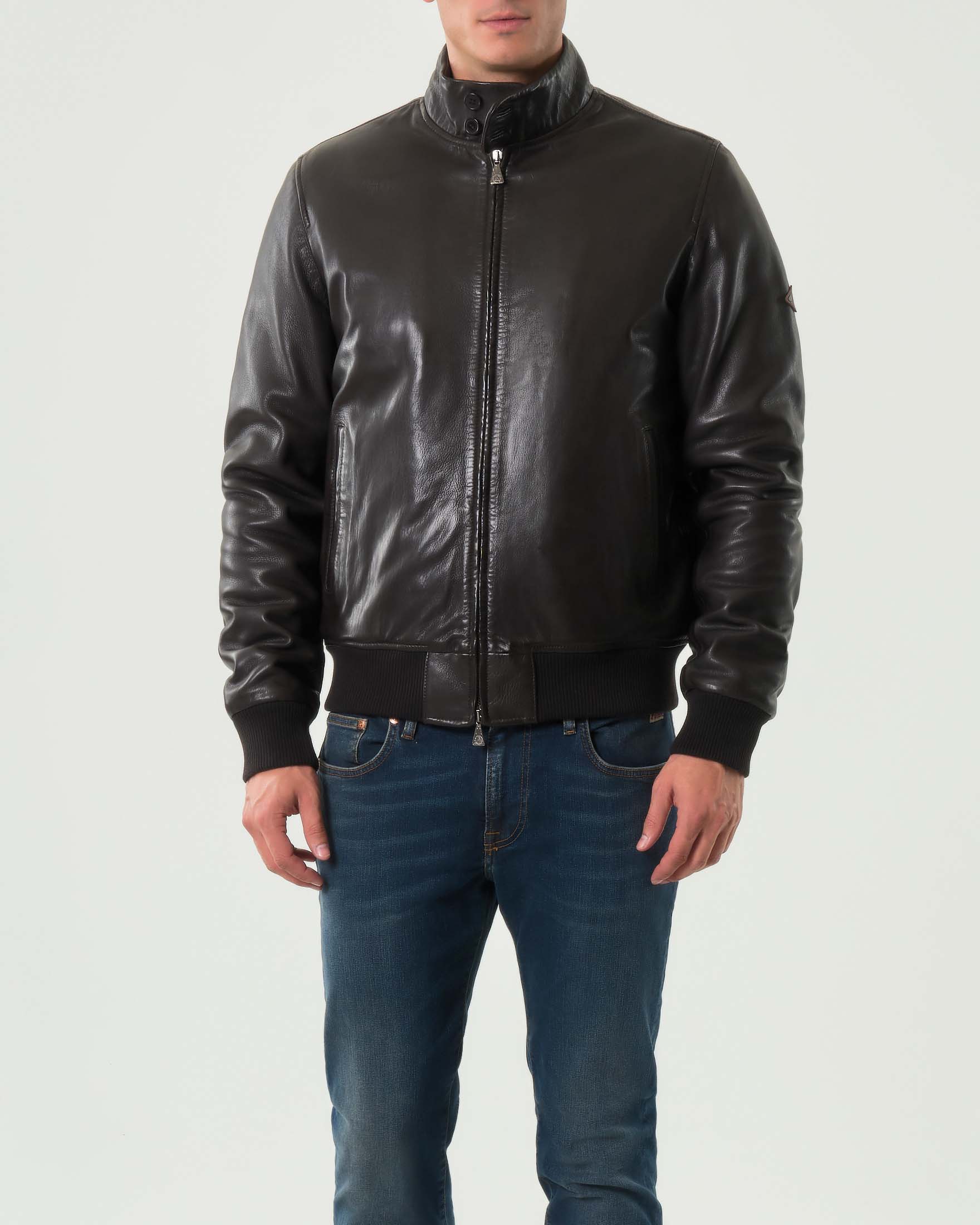 Bomber Roy Roger's marrone in pelle con interno imbottito image