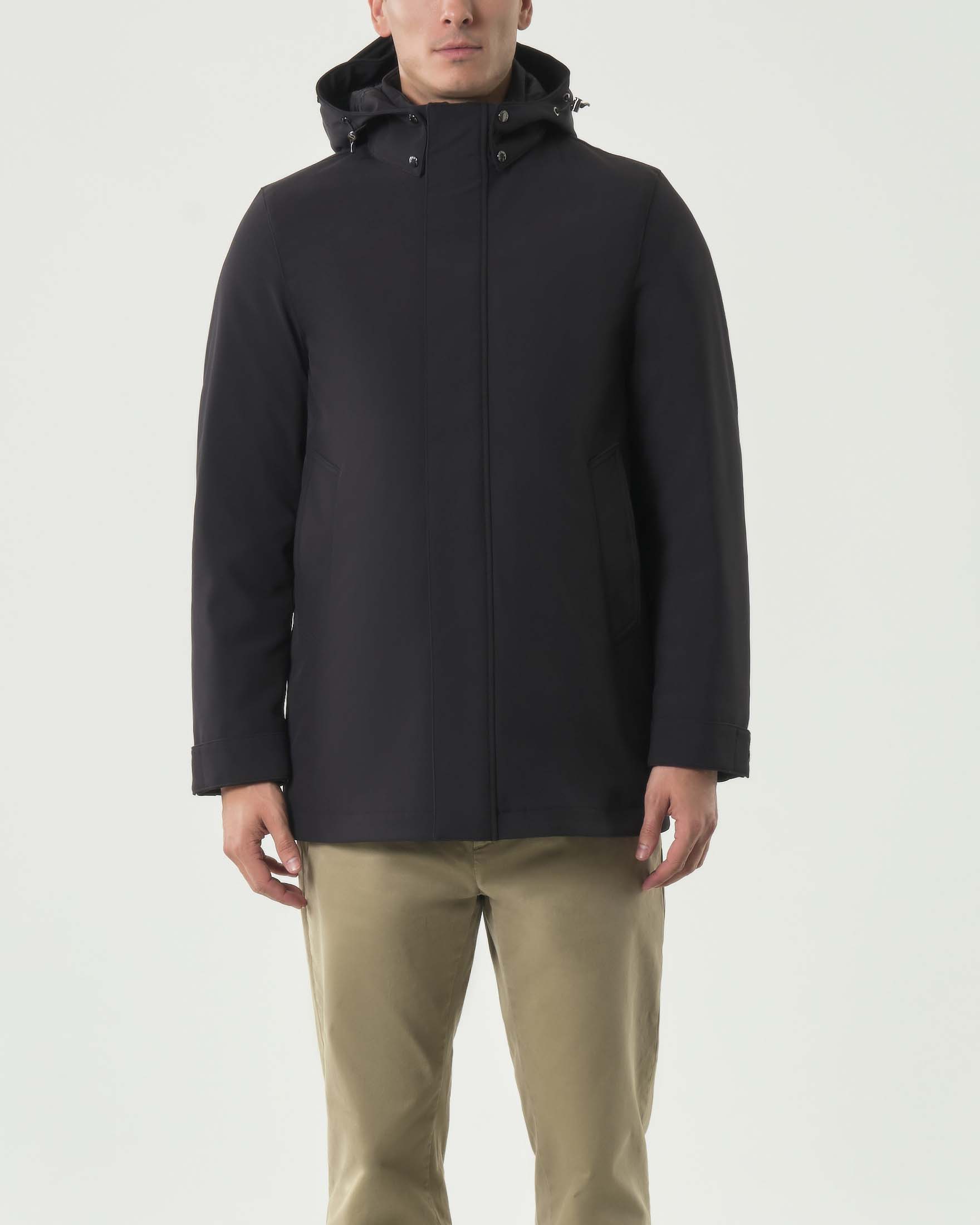 Parka Woolrich Barrow nero in Tech Softshell con cappuccio staccabile image
