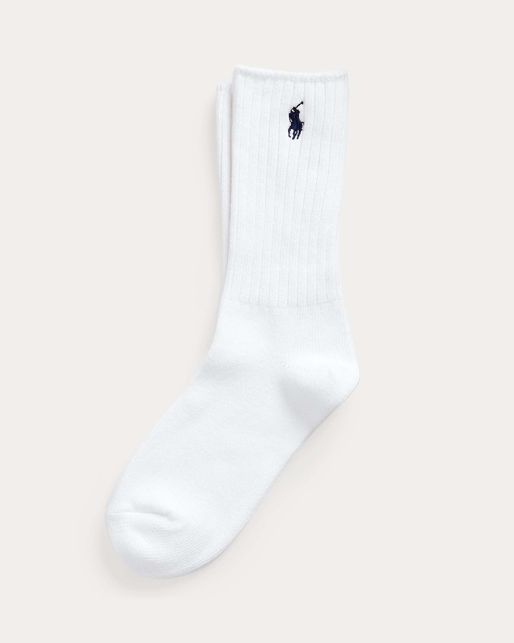 Calzini bianchi Polo Ralph Lauren in misto cotone a coste con logo ricamato a contrasto sul fianco