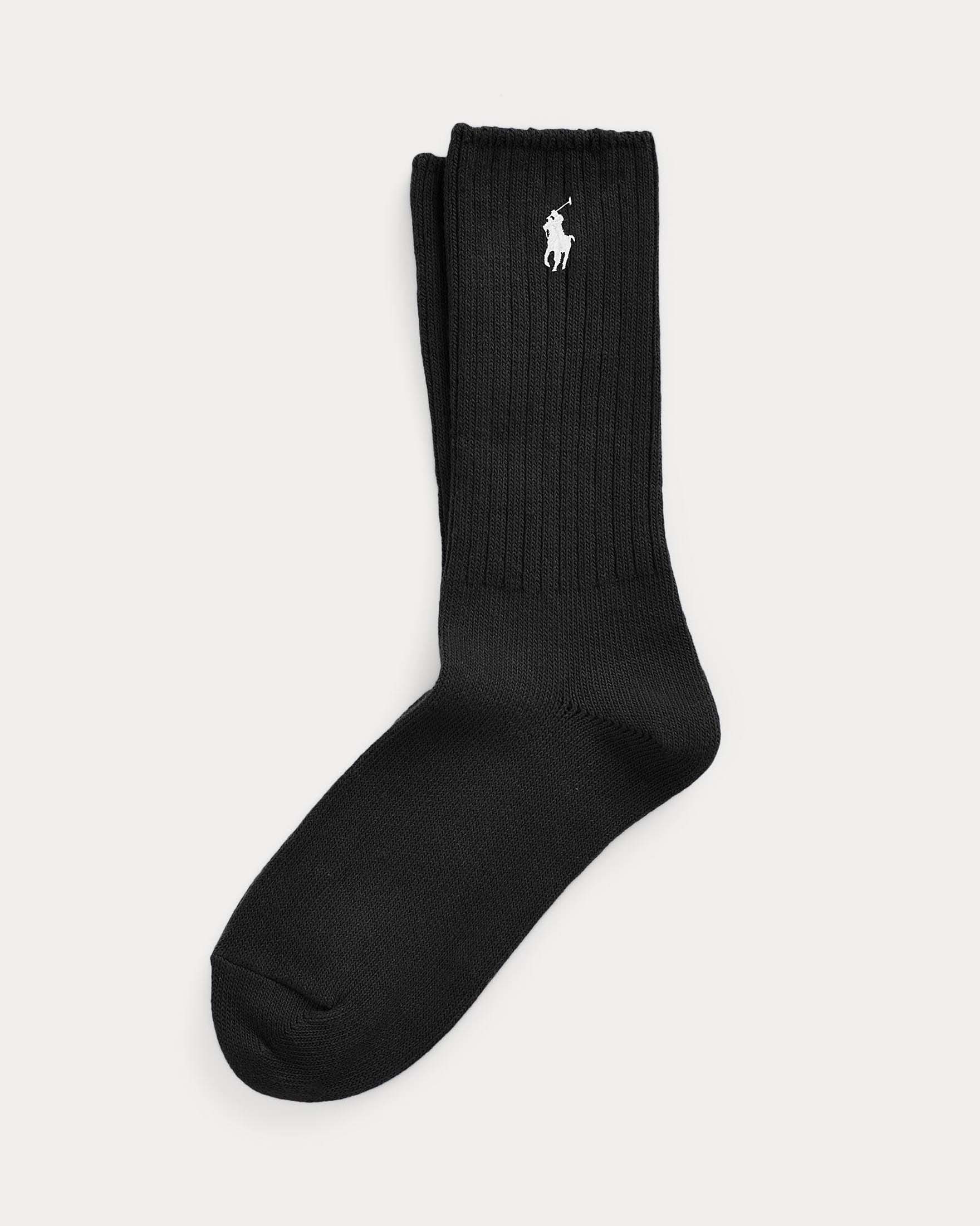 Calzini neri Polo Ralph Lauren in misto cotone a coste con logo ricamato a contrasto sul fianco