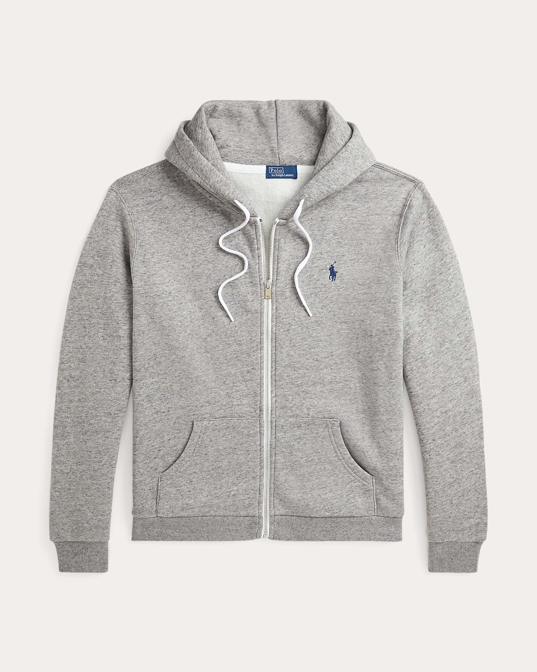 Felpa grigia Polo Ralph Lauren in misto cotone con cappuccio e chiusura a cerniera