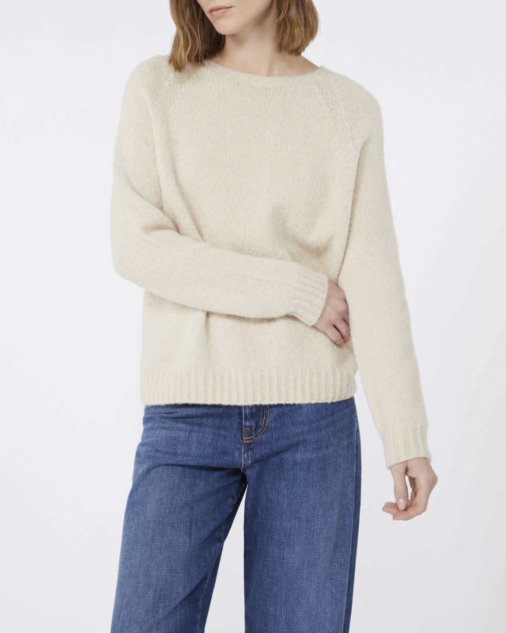 Maglia color sabbia Weekend in bouclè di alpaca con maniche raglan