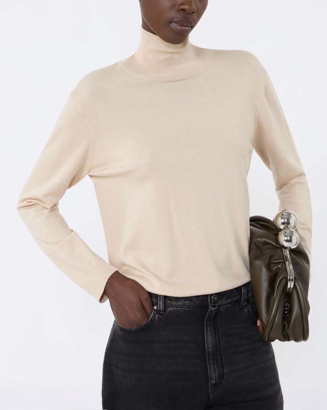 Dolcevita color sabbia Weekend Max Mara in seta e lana