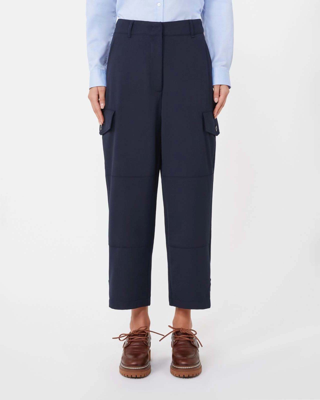 Pantaloni blu cargo Weekend Max Mara in misto lana con tasconi laterali image