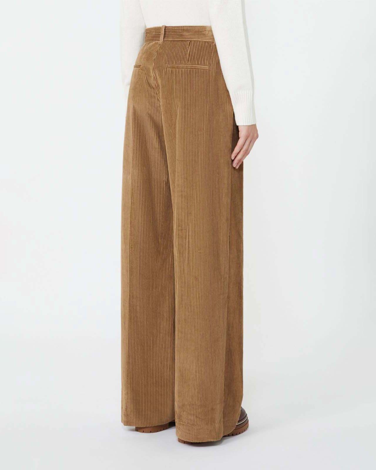 Pantaloni palazzo color nocciola Weekend Max Mara in velluto di puro cotone 350 righe image