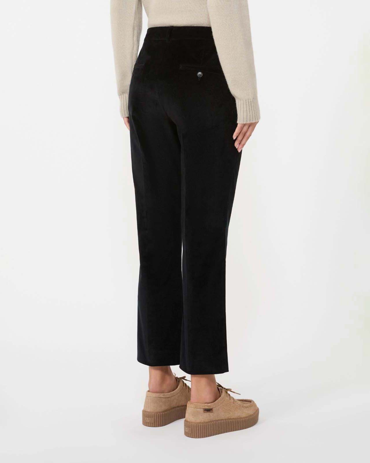 Pantaloni neri in velluto di cotone 1000 righe Weekend Max Mara flare al fondo