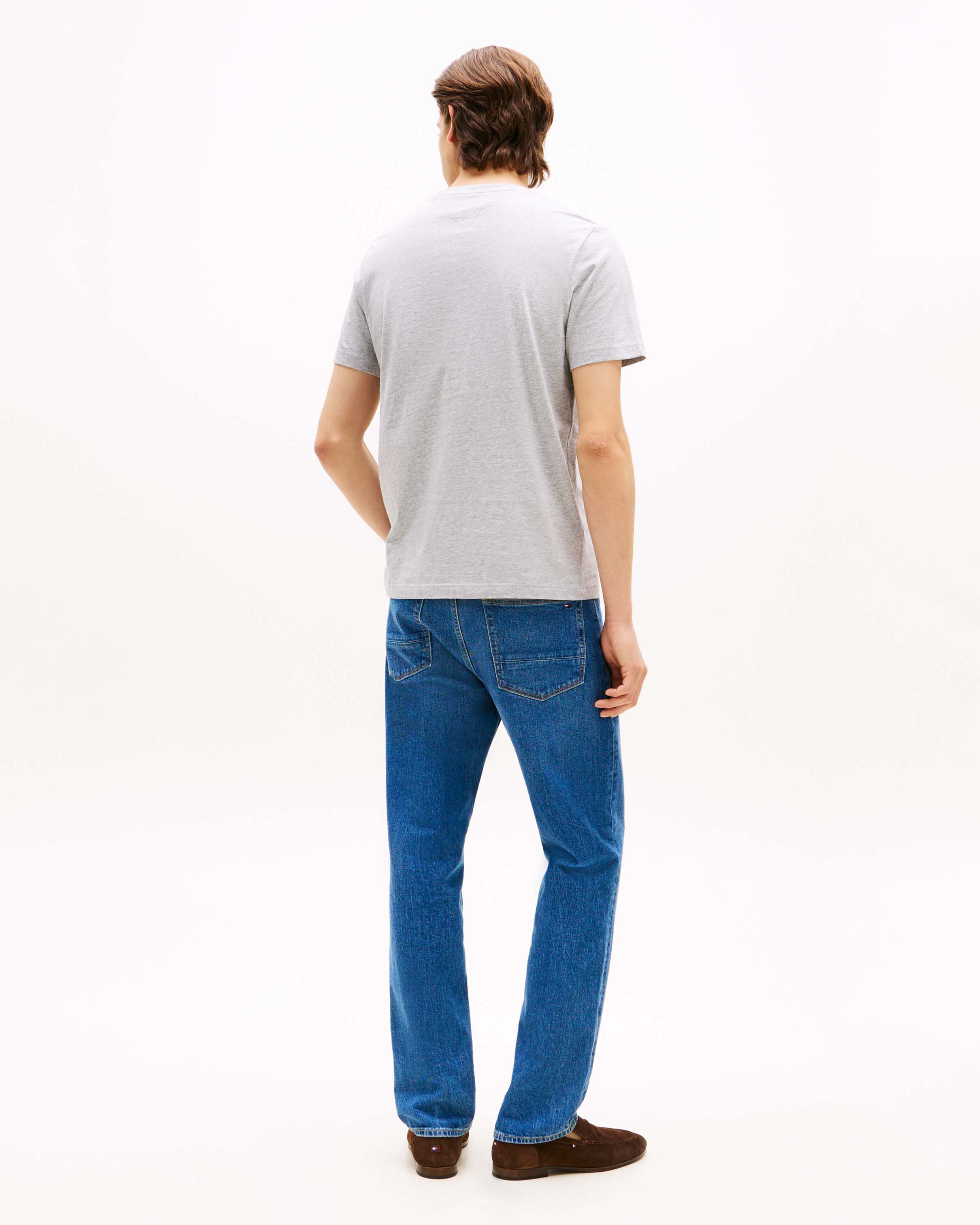 T-shirt Tommy Hilfiger grigia in cotone con taschino e logo ricamato image