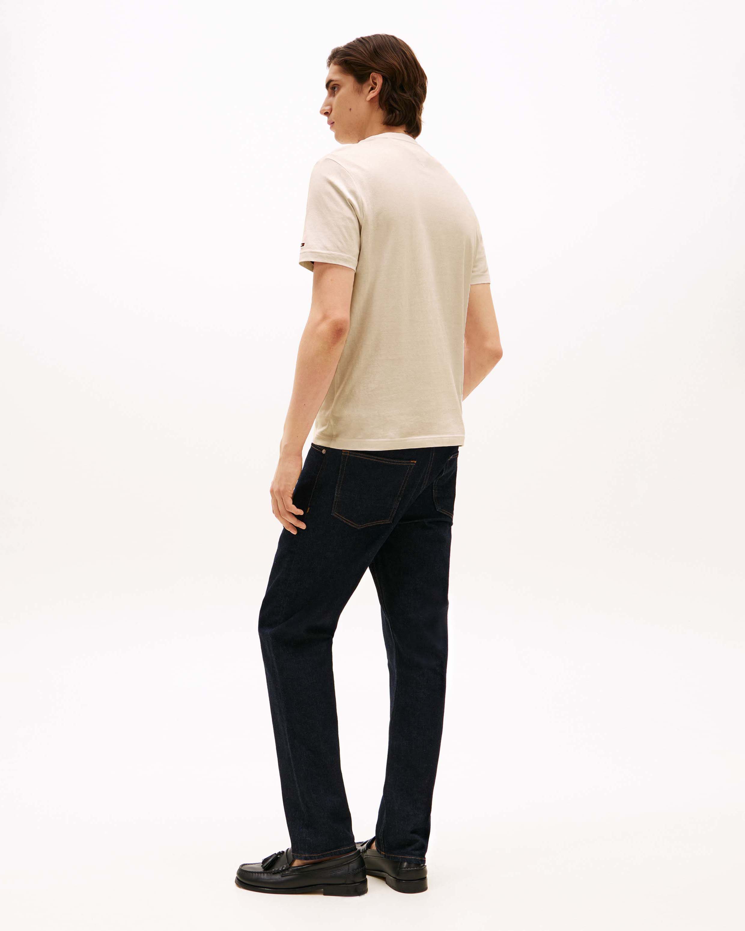 T-shirt Tommy Hilfiger beige in cotone con stampa logo frontale image