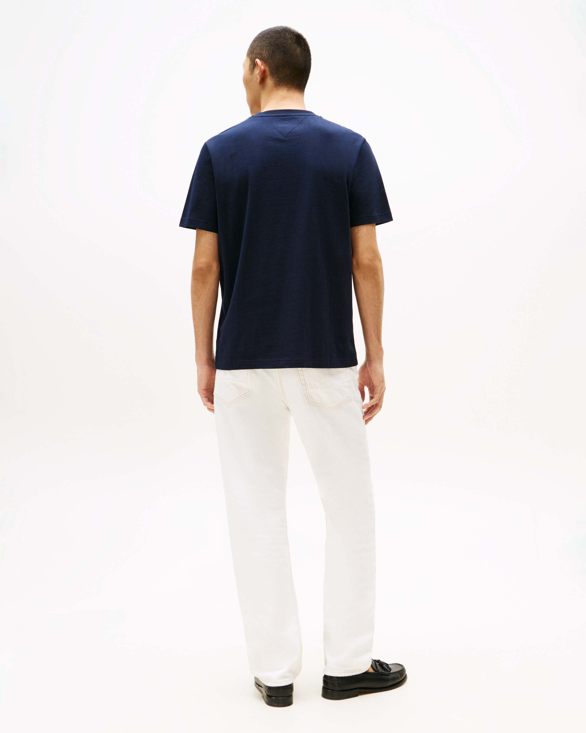 T-shirt Tommy Hilfiger blu in cotone con stampa logo frontale image