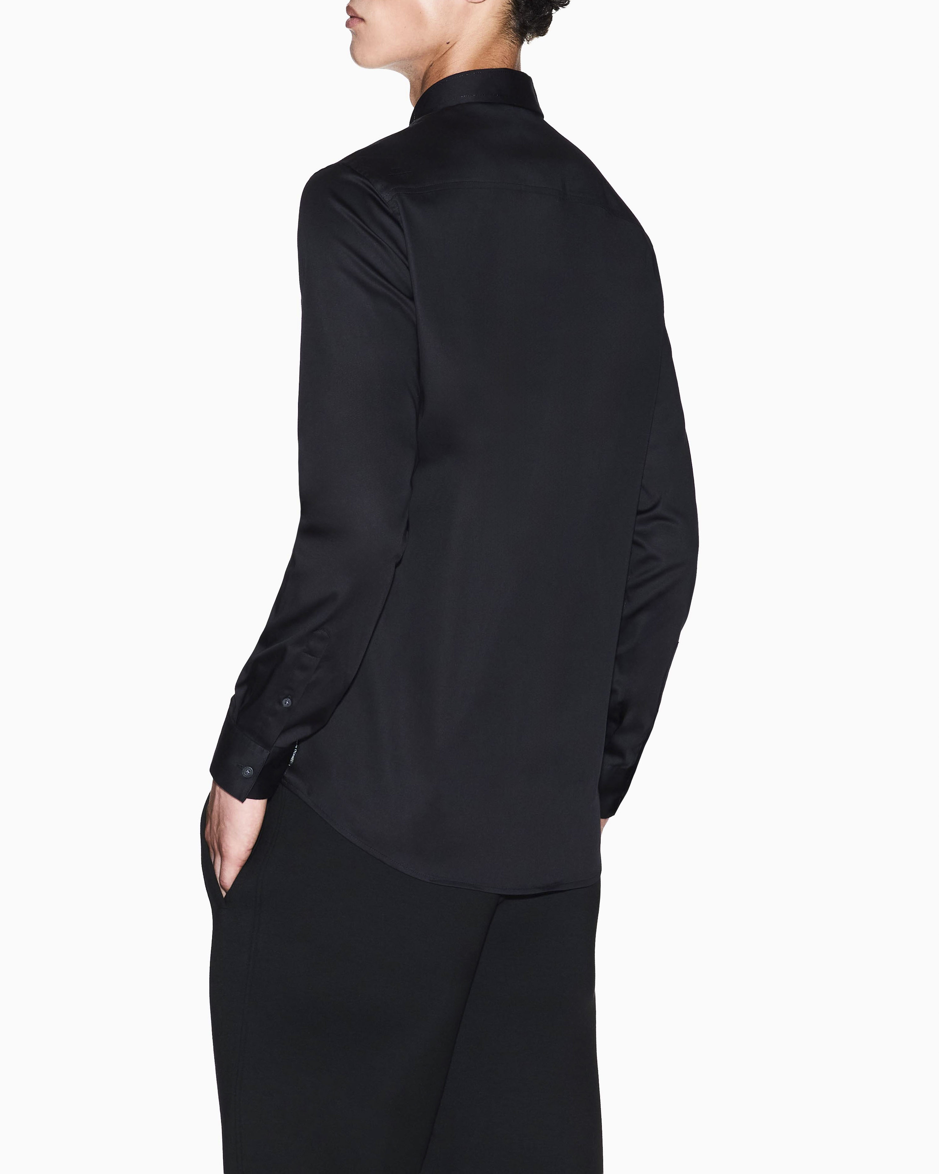 Camicia Armani Exchange nera in cotone elasticizzato image