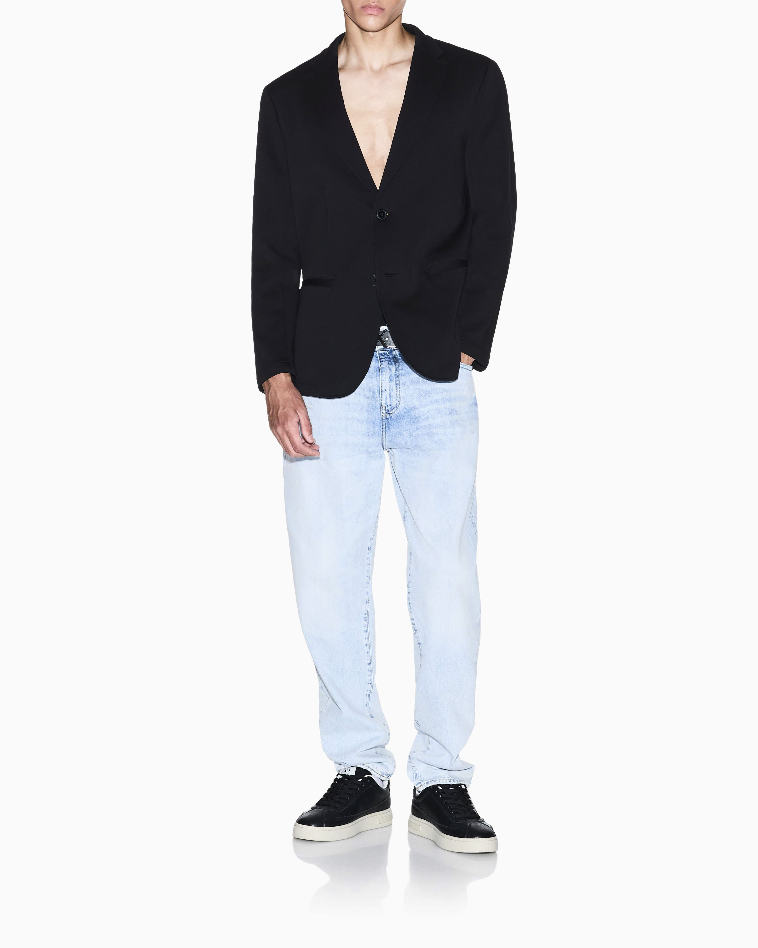 Blazer Armani Exchange nero in misto cotone elasticizzato