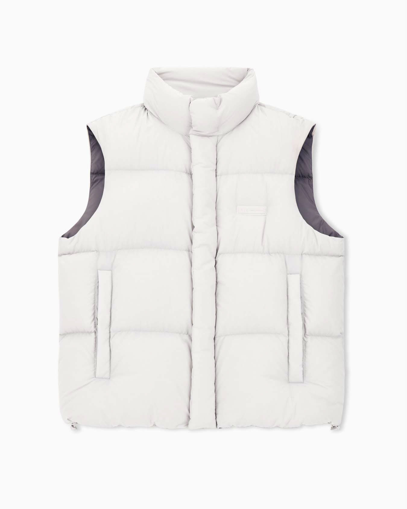 Piumino gilet Armani Exchange gesso in nylon opaco con imbottitura in piuma d'anatra