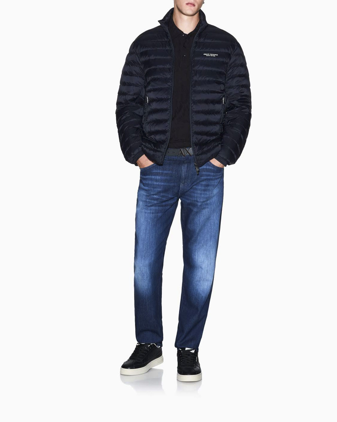 Piumino Exchange blu con logo piccolo stampato