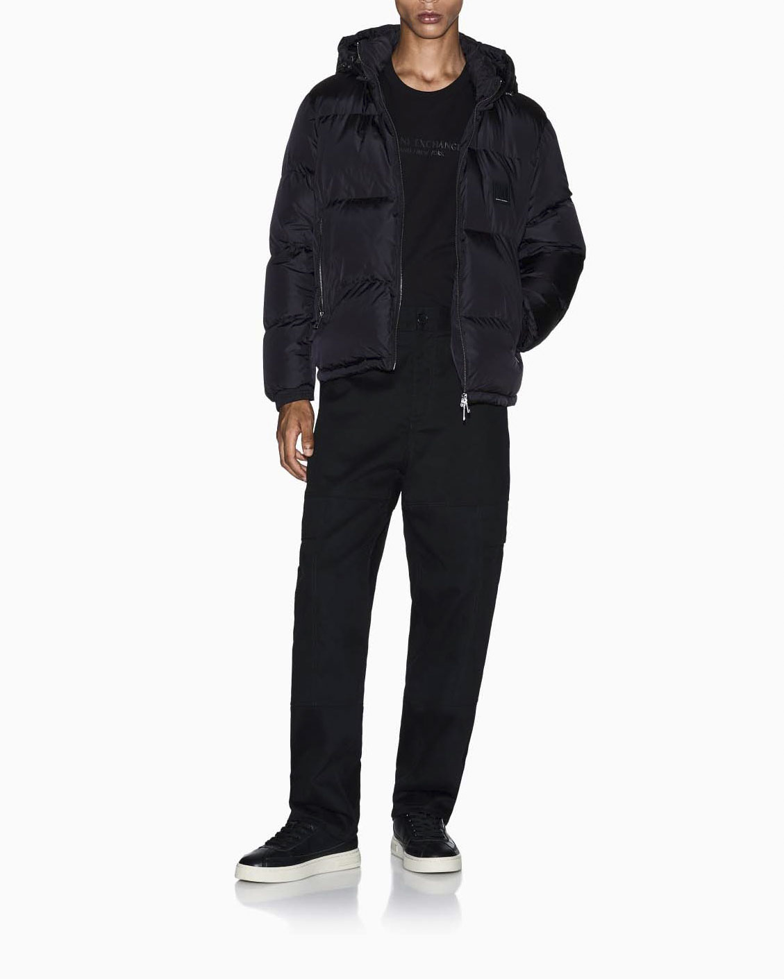 Piumino Armani Exchange nero con cappuccio