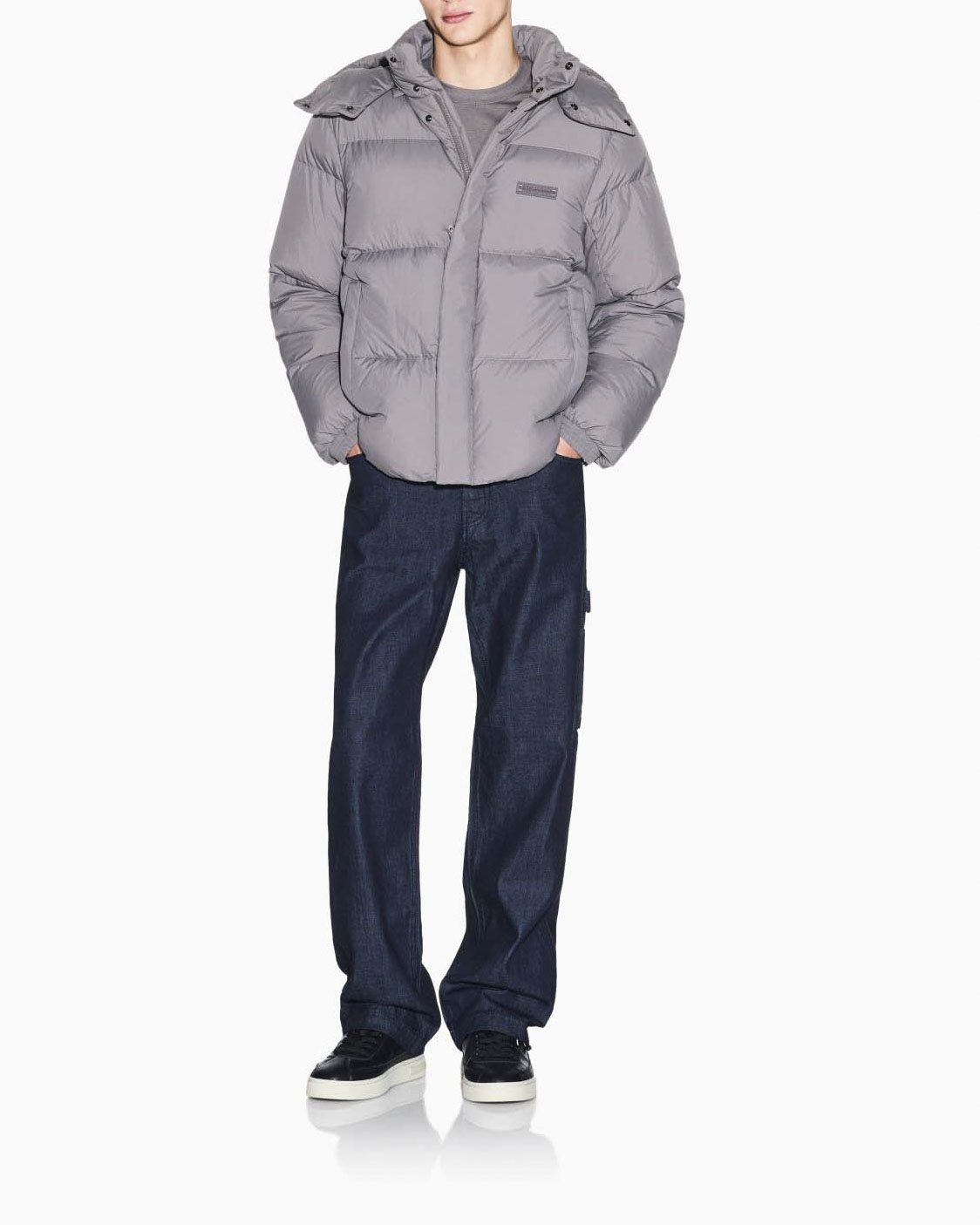 Piumino Armani Exchange fango con cappuccio staccabile