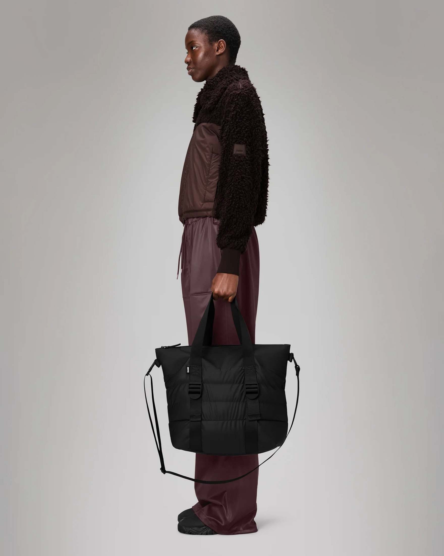 Rains Puffer Mix Tote Bag Mini nera image