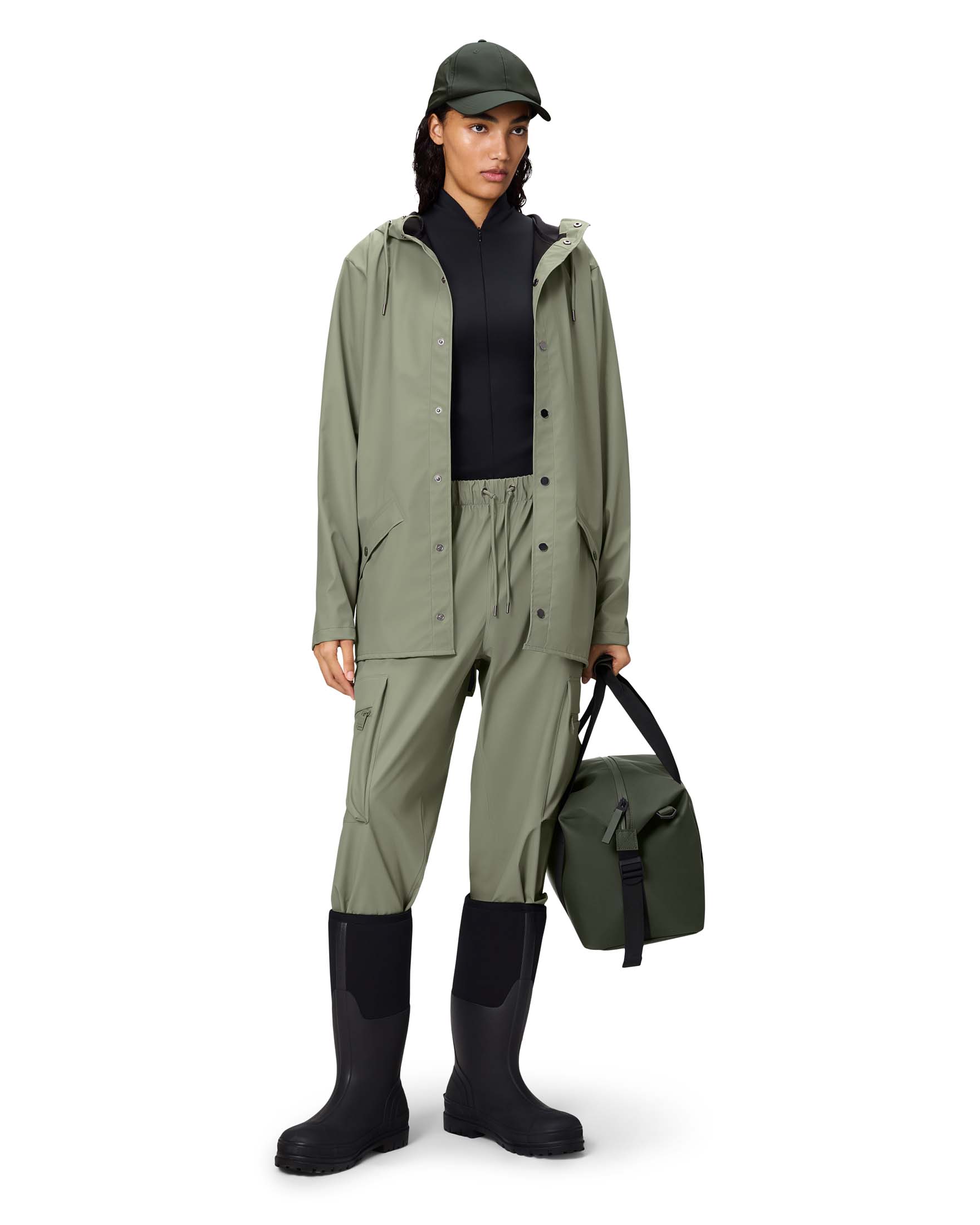 Jacket Rains impermeabile color verde salvia con cappuccio image