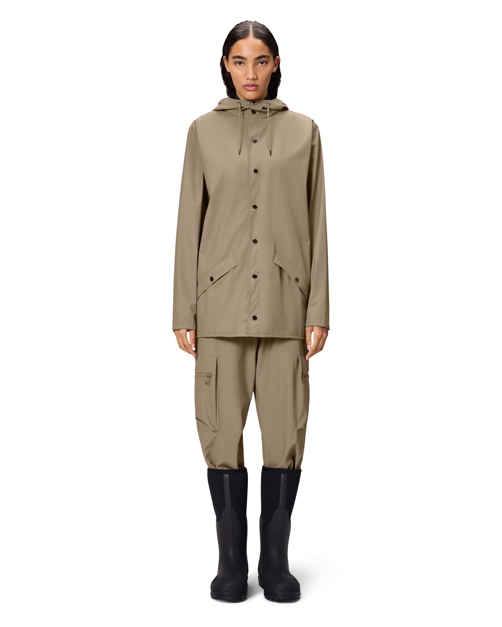 Jacket Rains impermeabile beige scuro con cappuccio