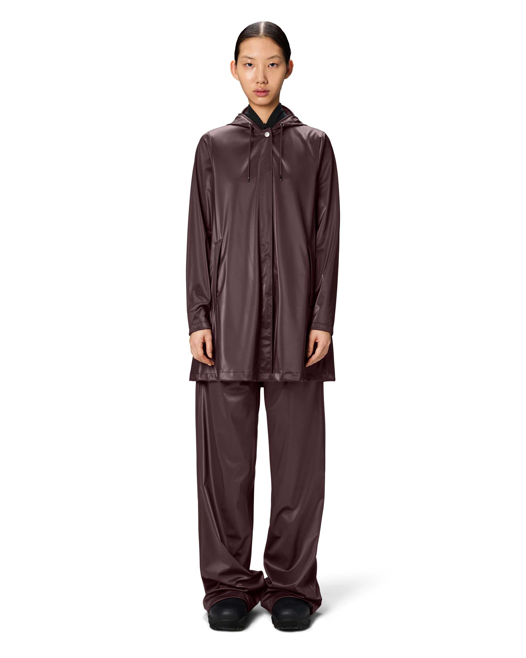A-line W Jacket Rains bordeaux effetto metallizzato con cappuccio image