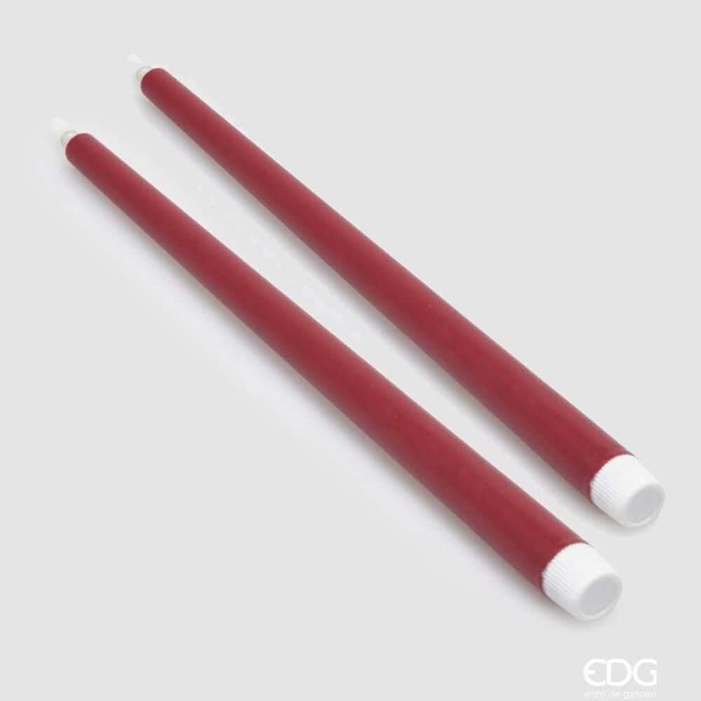 Candela Led Touch a Stelo Rossa Scuro Set 2 pz. d.2,2 h.34 Edg