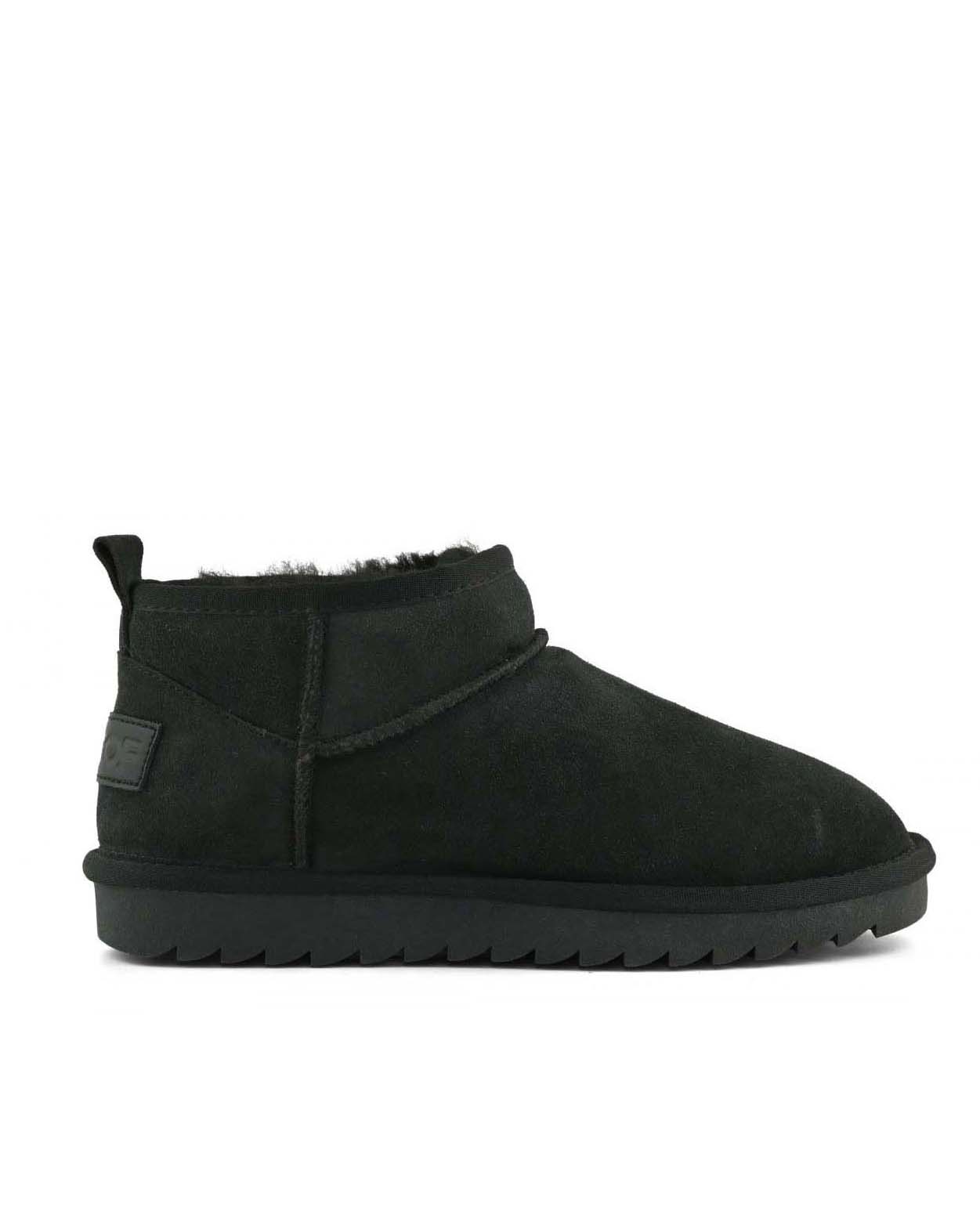 Colors of California — Stivaletto ultra mini Colors of California nero in pelle scamosciata con interno in montone