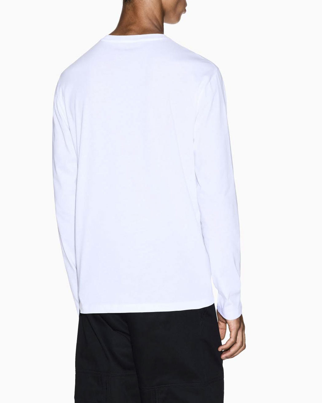 T-shirt a manica lunga Armani Exchange bianca in cotone con logo stampato frontale image