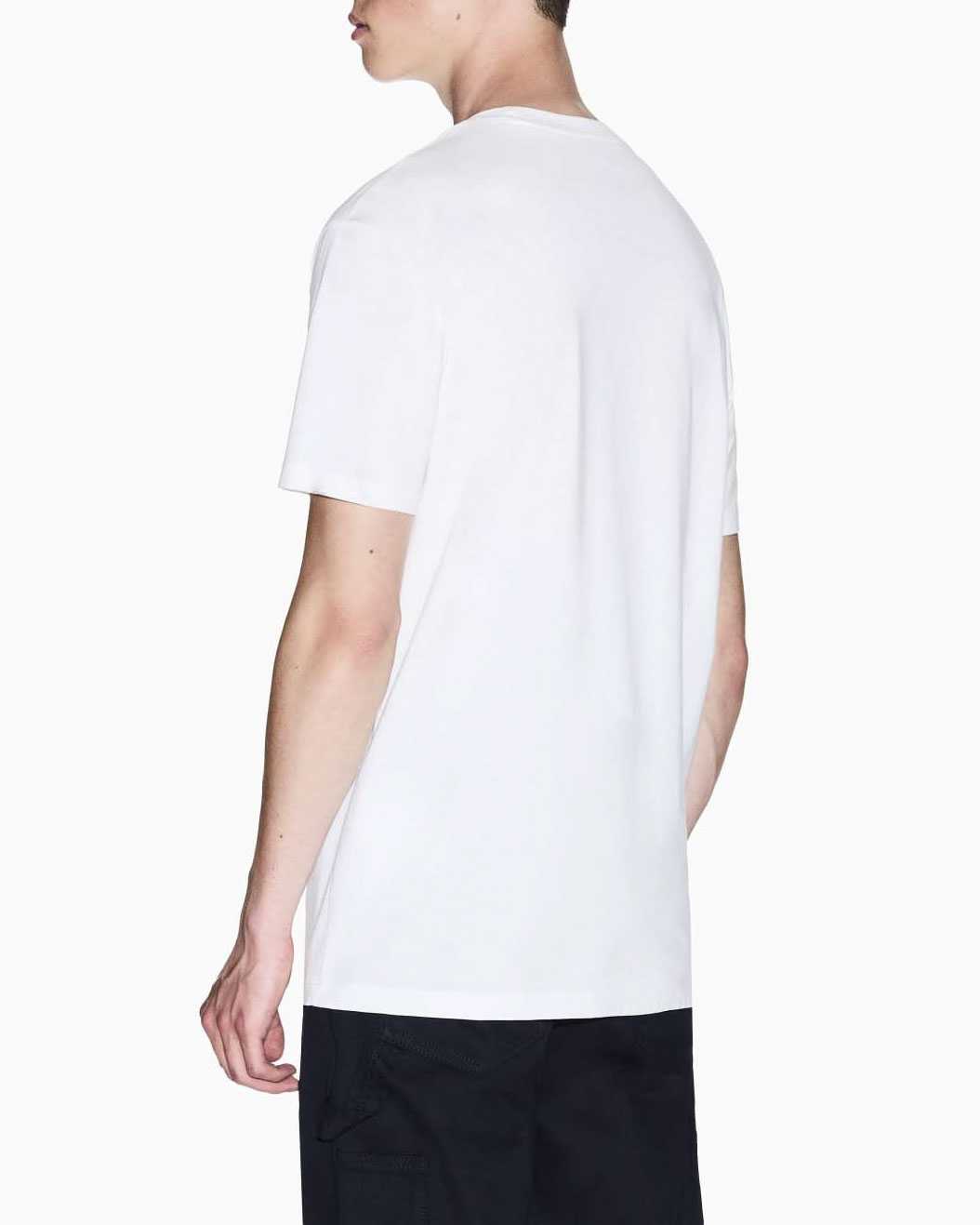 T-shirt Armani Exchange bianca in cotone con stampa fotografica e ricamo logo AX frontale image