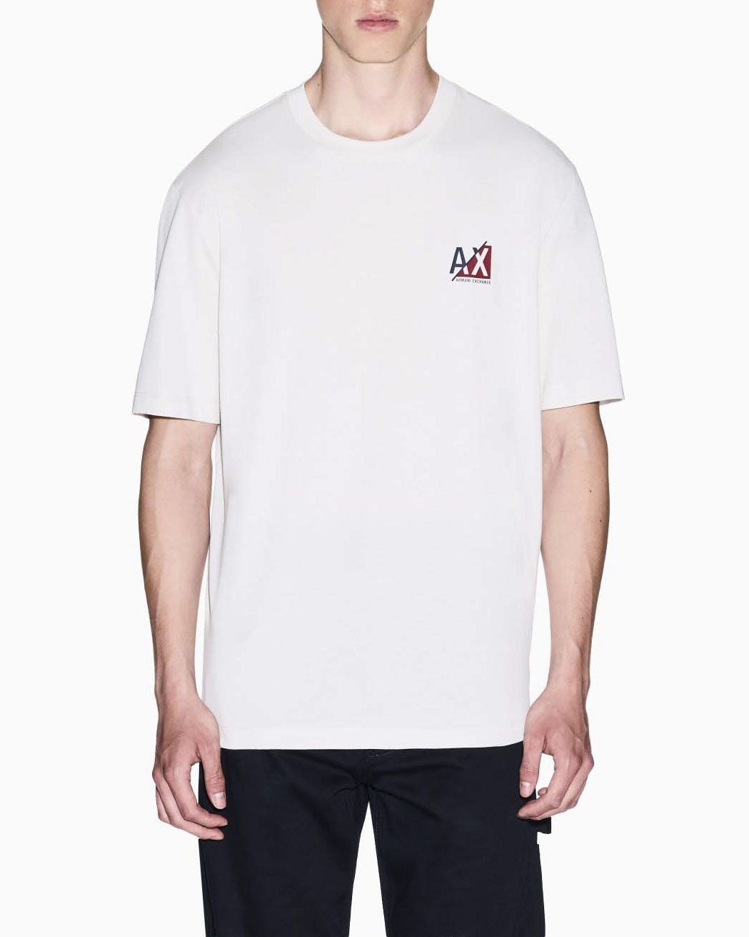 T-shirt Armani Exchange gesso in cotone con logo stampato sul petto
