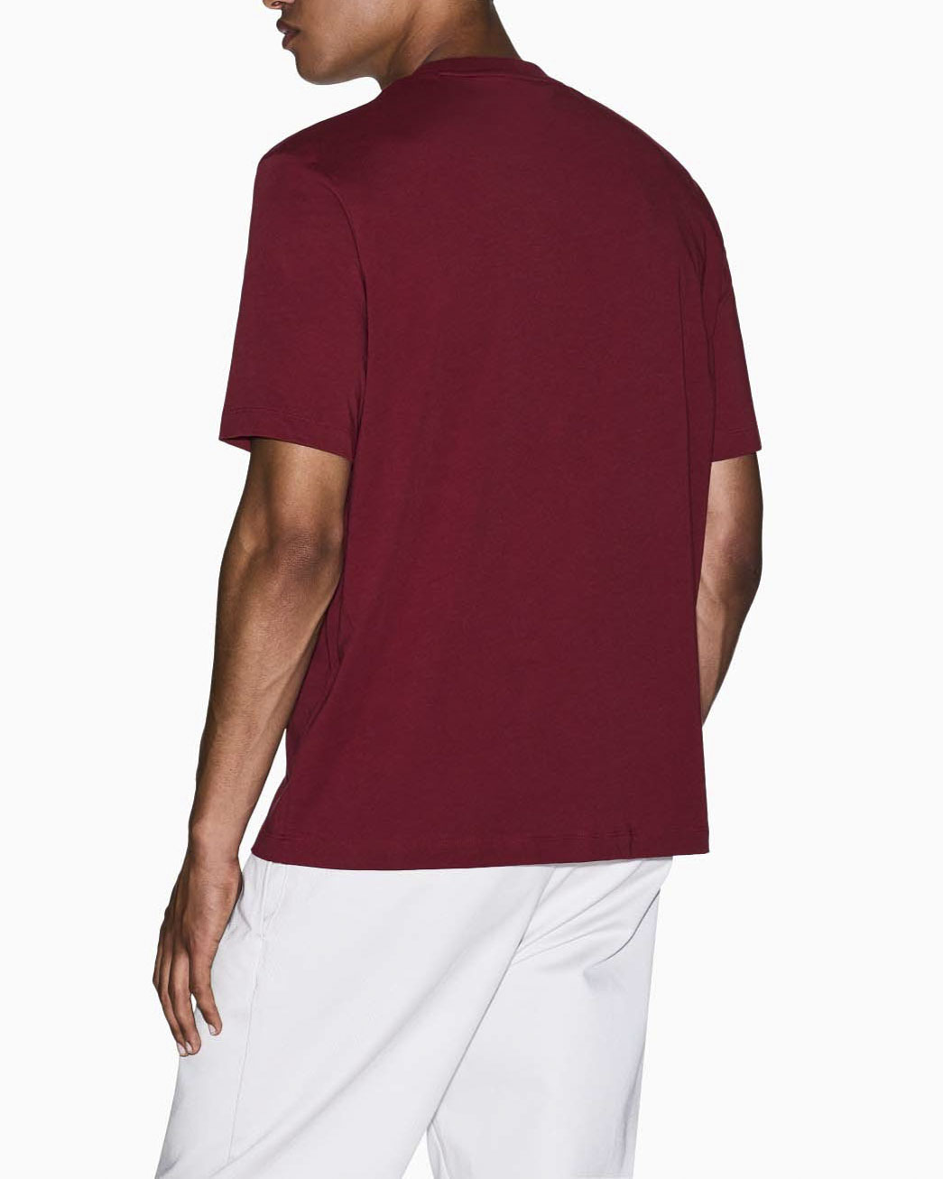 T-shirt Armani Exchange bordeaux in cotone con logo stampato sul petto image