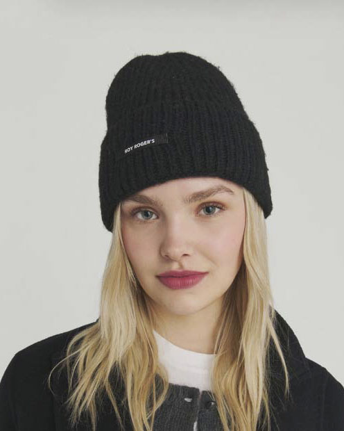 Cappello Roy Roger's nero in misto lana con etichetta logo sul risvolto image