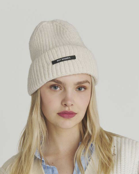 Cappello Roy Roger's color panna in misto lana con etichetta logo sul risvolto image