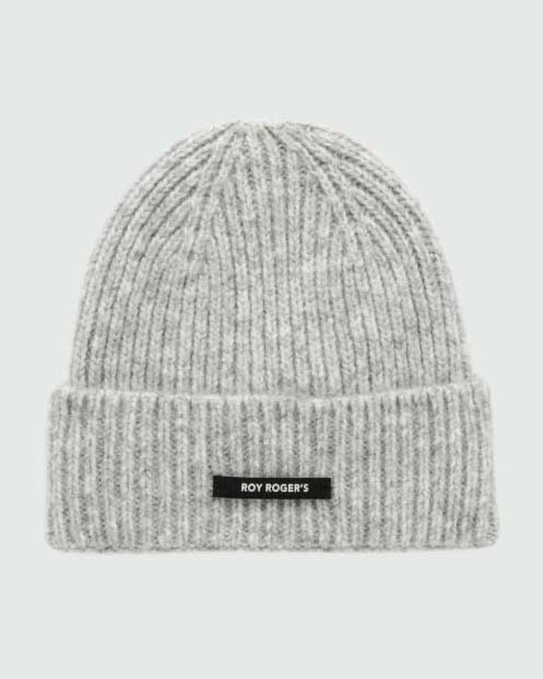 Cappello Roy Roger's grigio chiaro melange in misto lana con etichetta logo sul risvolto