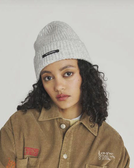 Cappello Roy Roger's grigio chiaro melange in misto lana con etichetta logo sul risvolto image